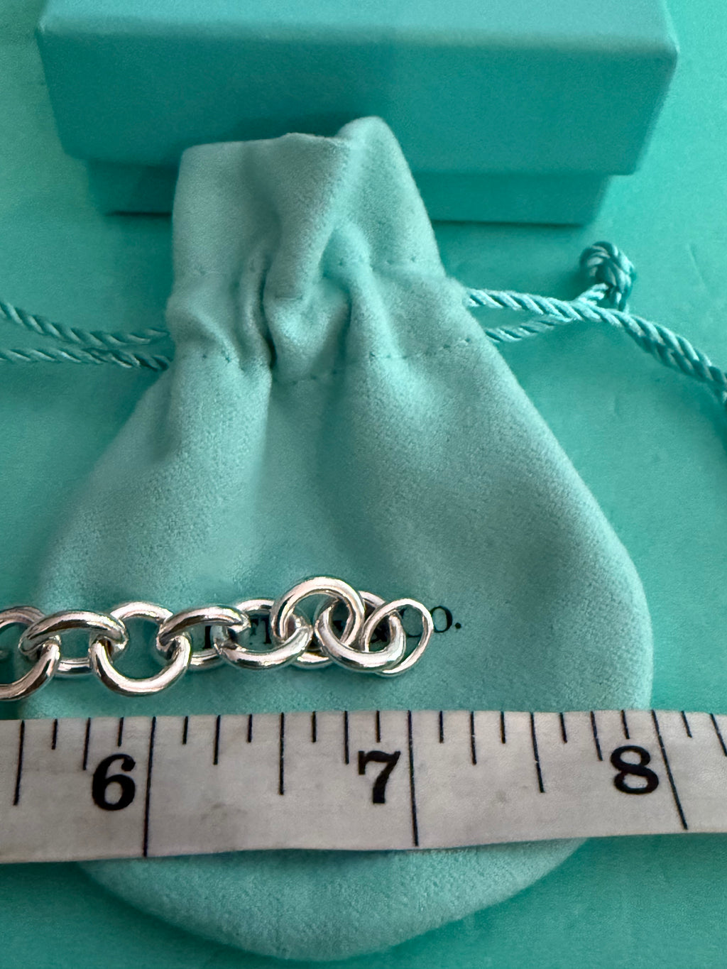 Tiffany & Co. Sterling Silver Heart Tag Charm Bracelet – 7”