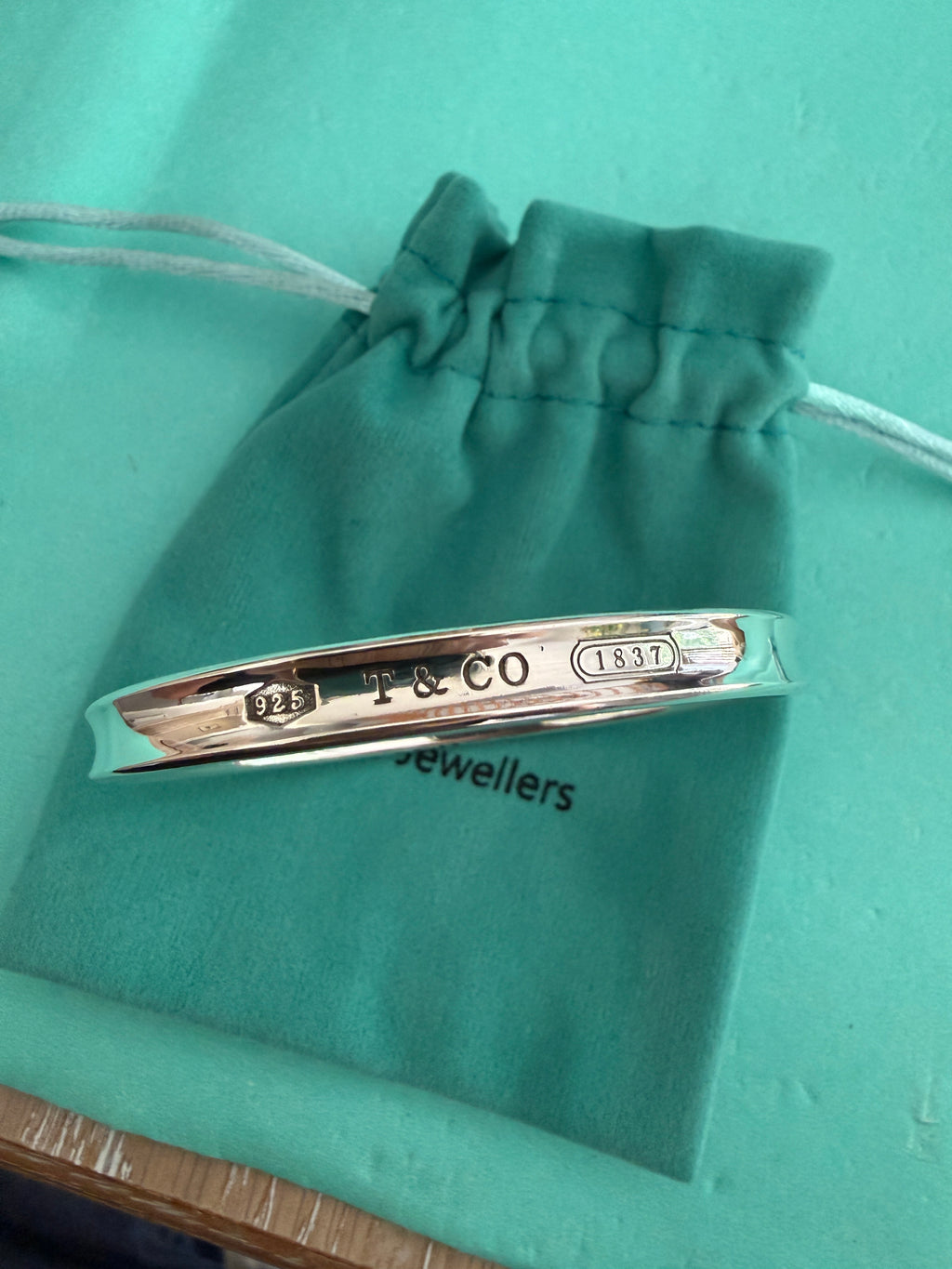 Tiffany & Co. Sterling Silver 1837 Oval Concave Bangle 18cm internal