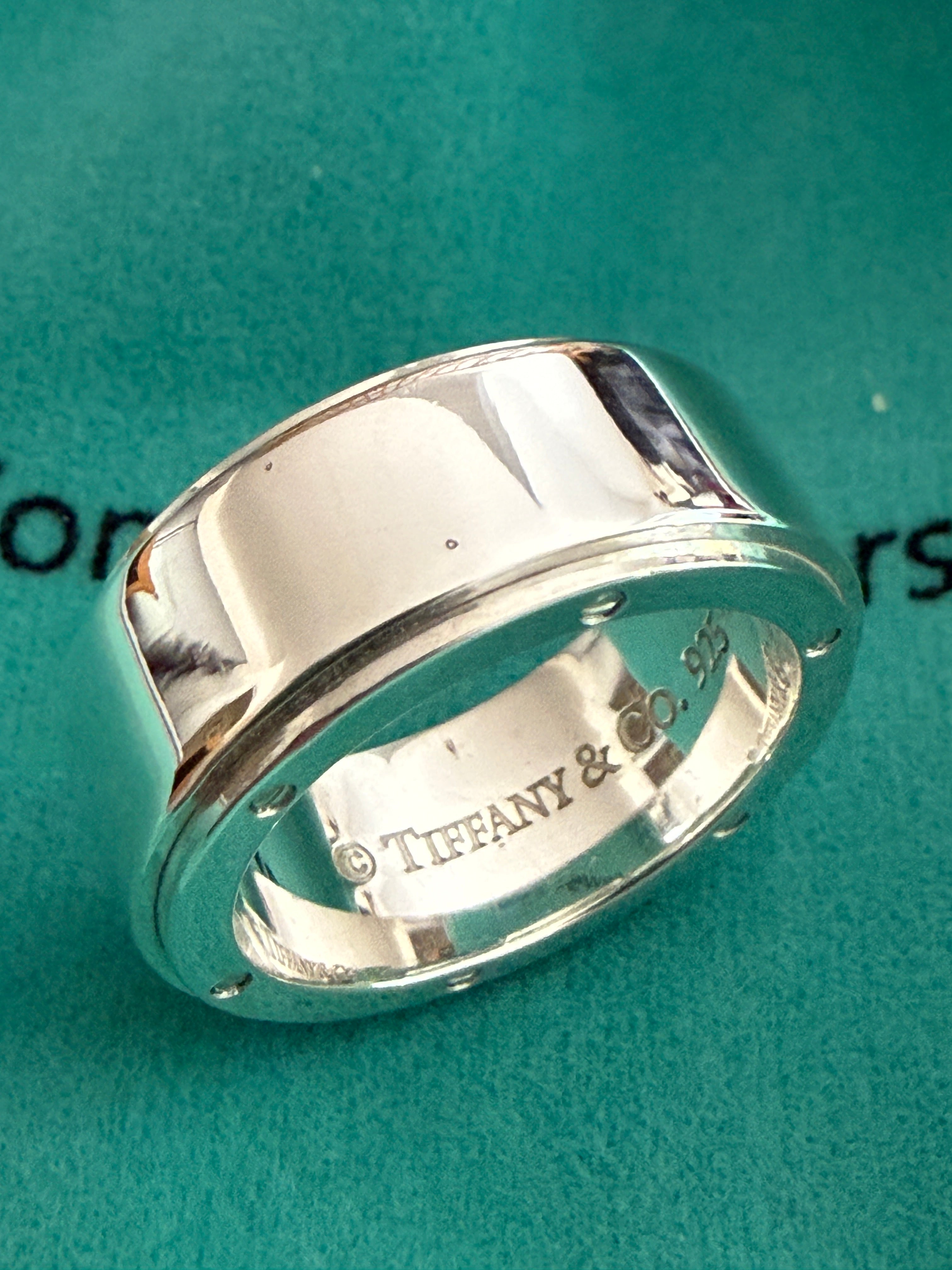 Tiffany & Co. Sterling Silver Metropolis Band Ring Size UK Q1/2