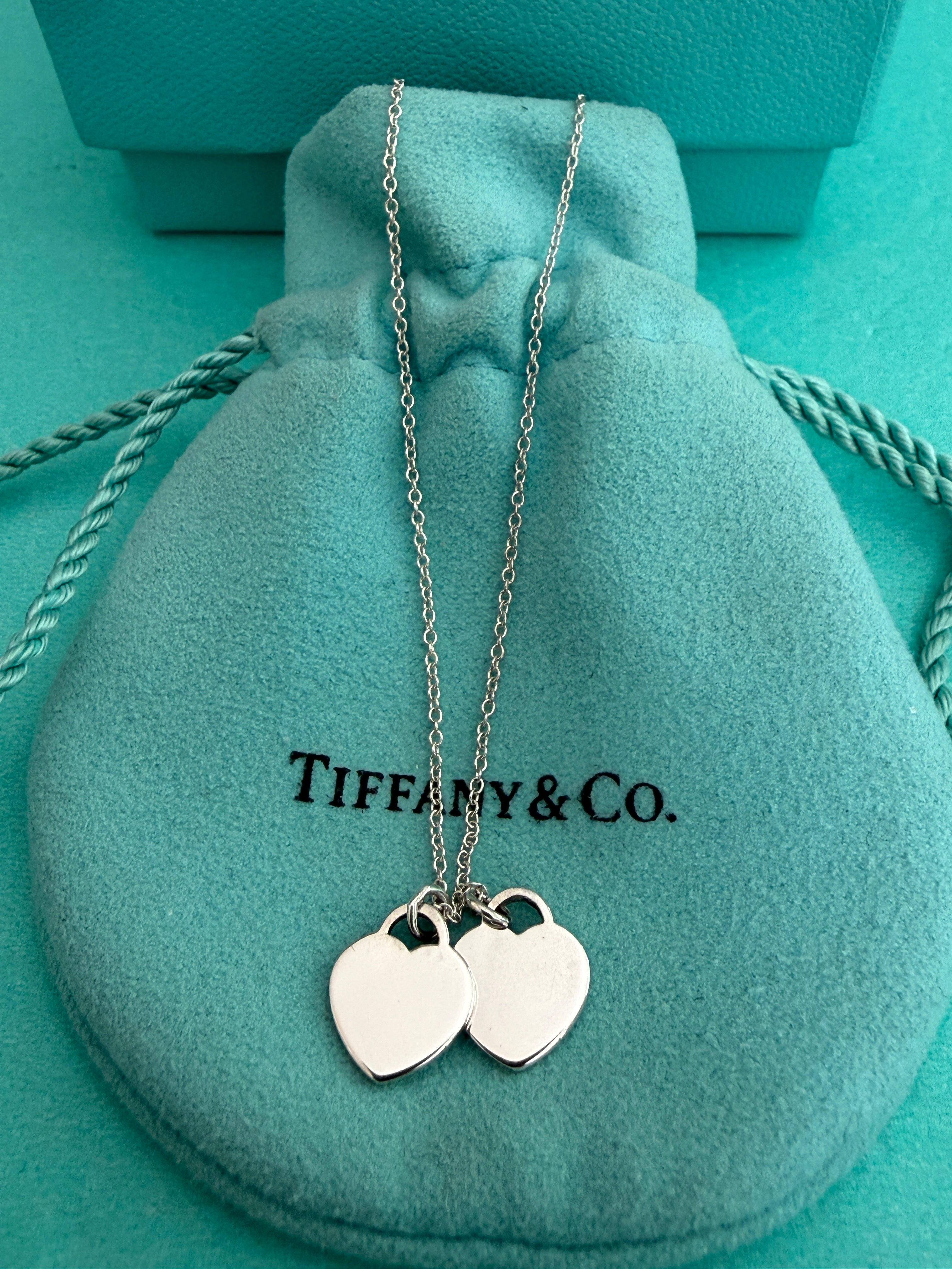 Tiffany & Co. Mini Double Hearts Necklace 17 inches