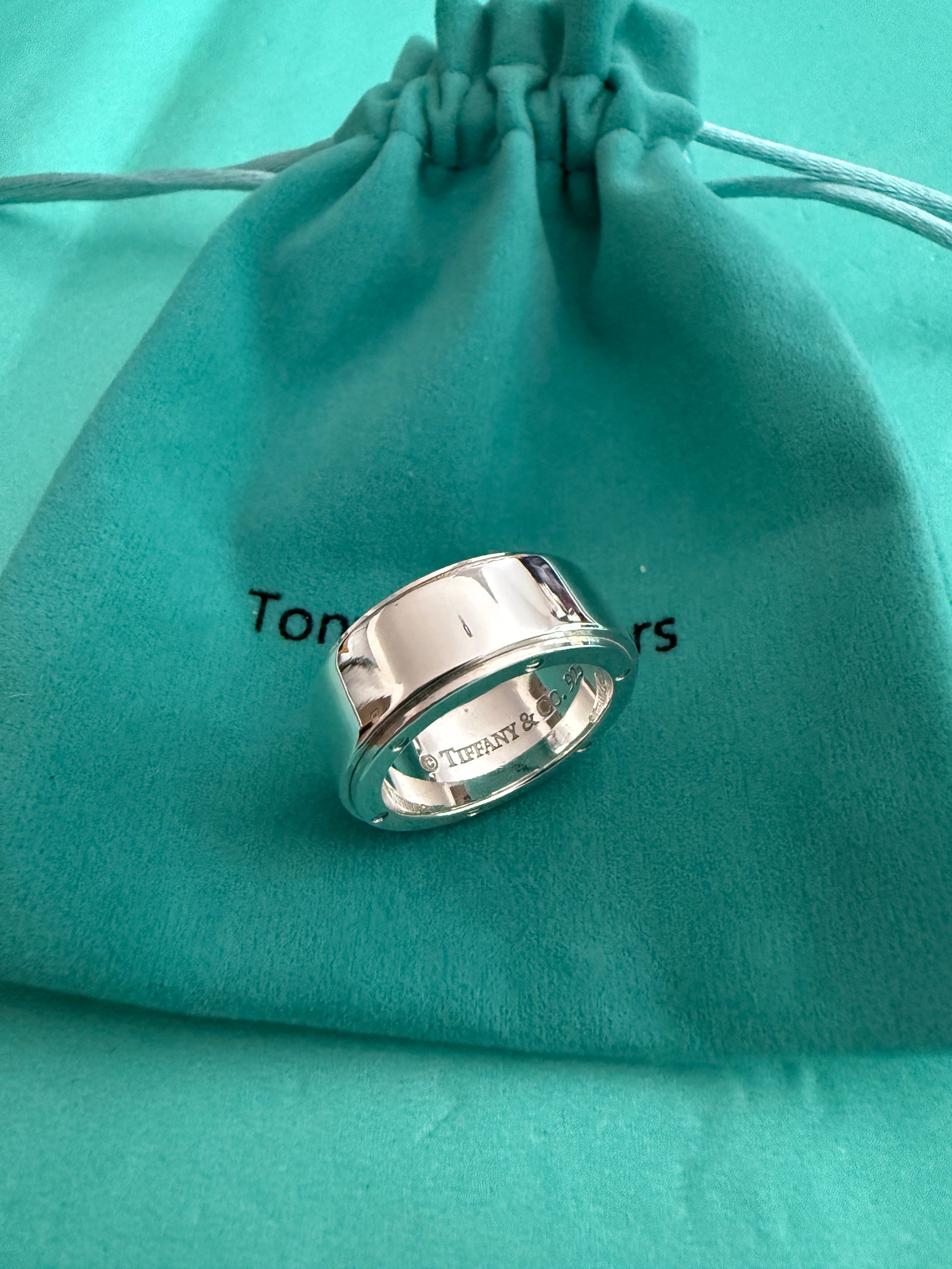 Tiffany & Co. Sterling Silver Metropolis Band Ring Size UK Q1/2