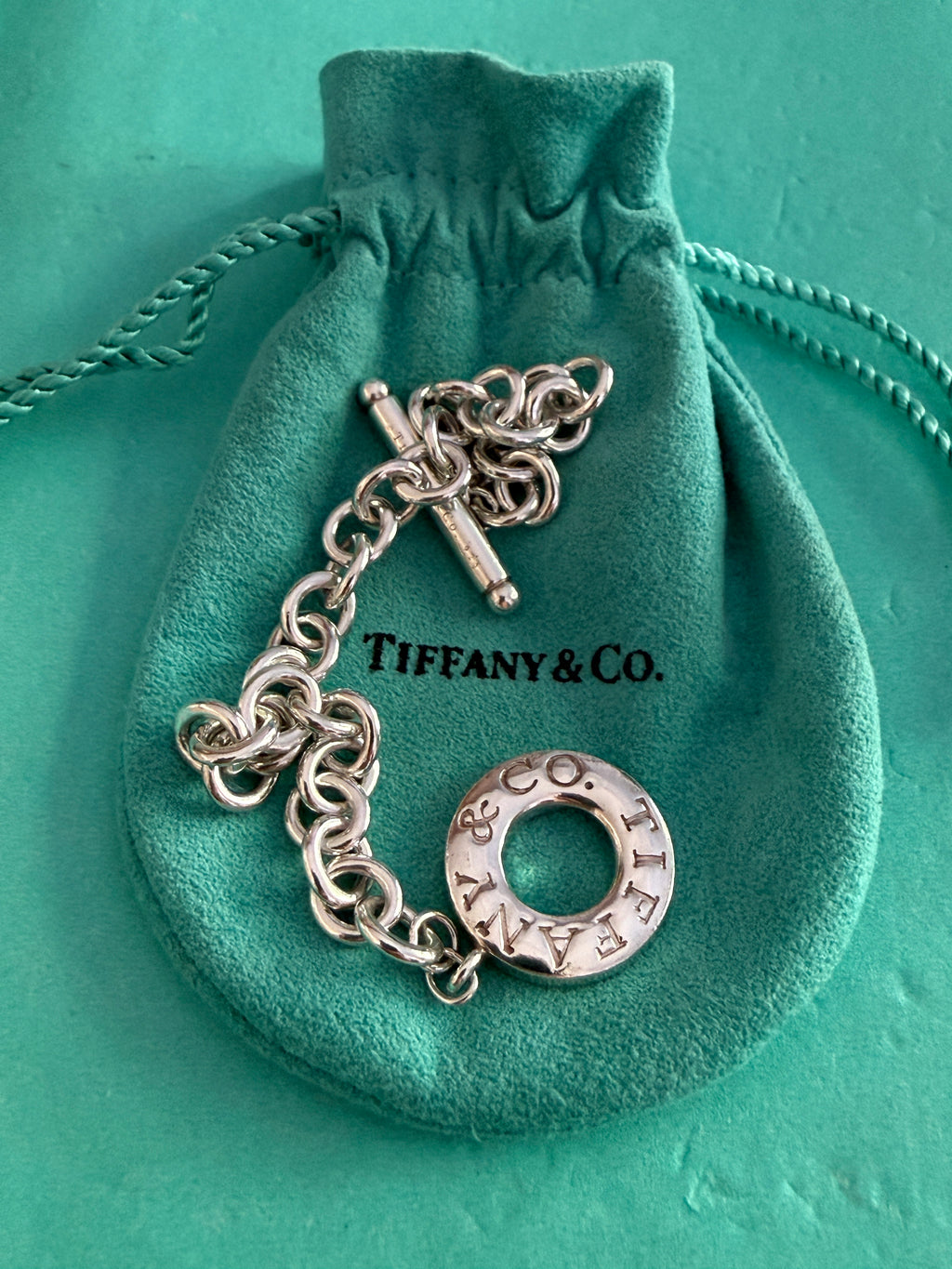 Tiffany & Co. Sterling Silver 925 Toggle Charm Bracelet 7.0