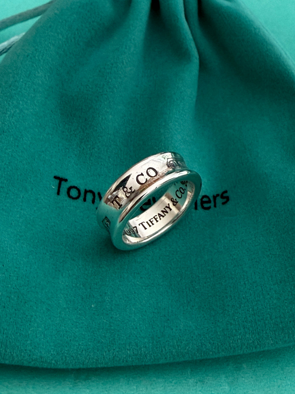 Tiffany & Co. Sterling Silver 1837 6mm Band Ring Size N uk