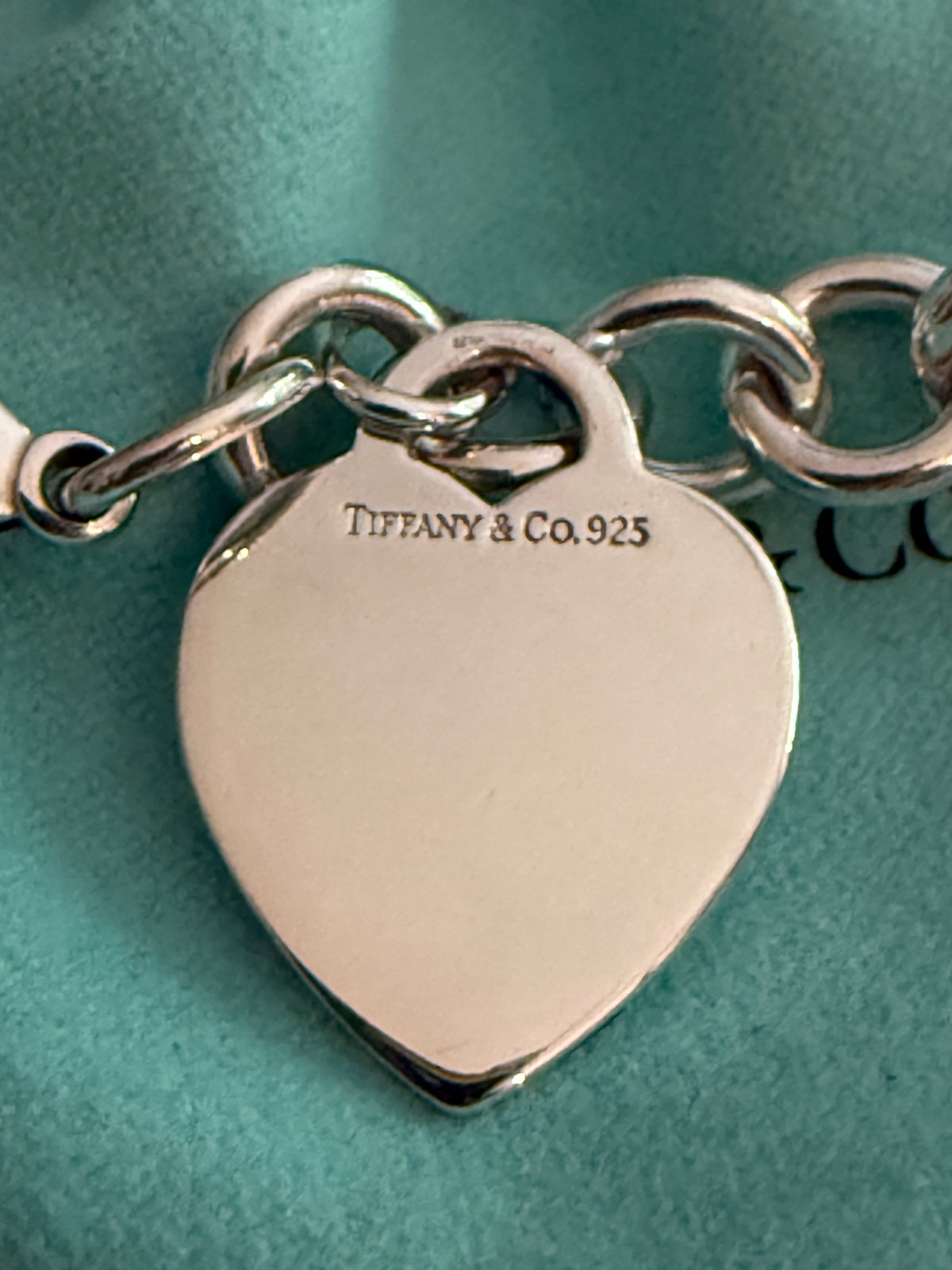Tiffany & Co. Sterling Silver Heart Tag Charm Bracelet – 7”