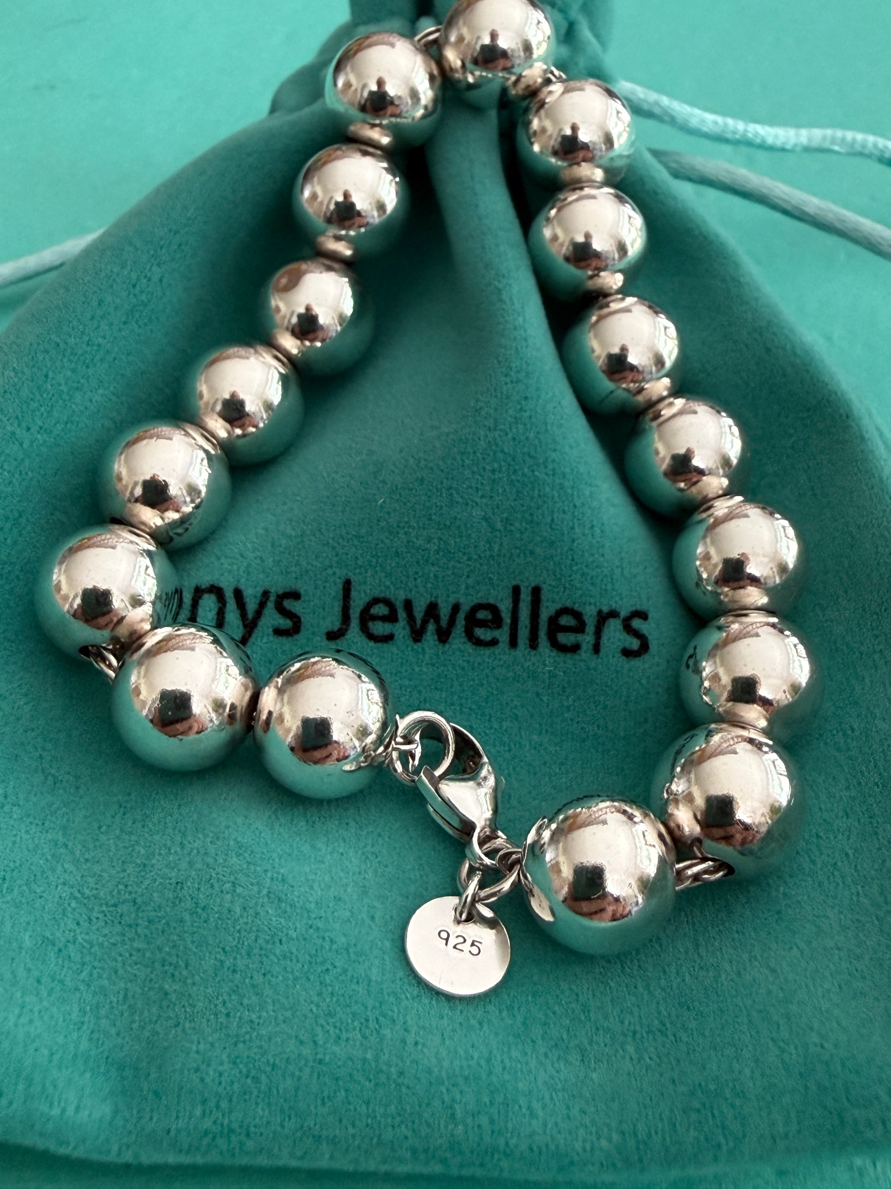 Tiffany & Co. Sterling Silver Hardwear 10mm Beaded Ball Bracelet 7 inches