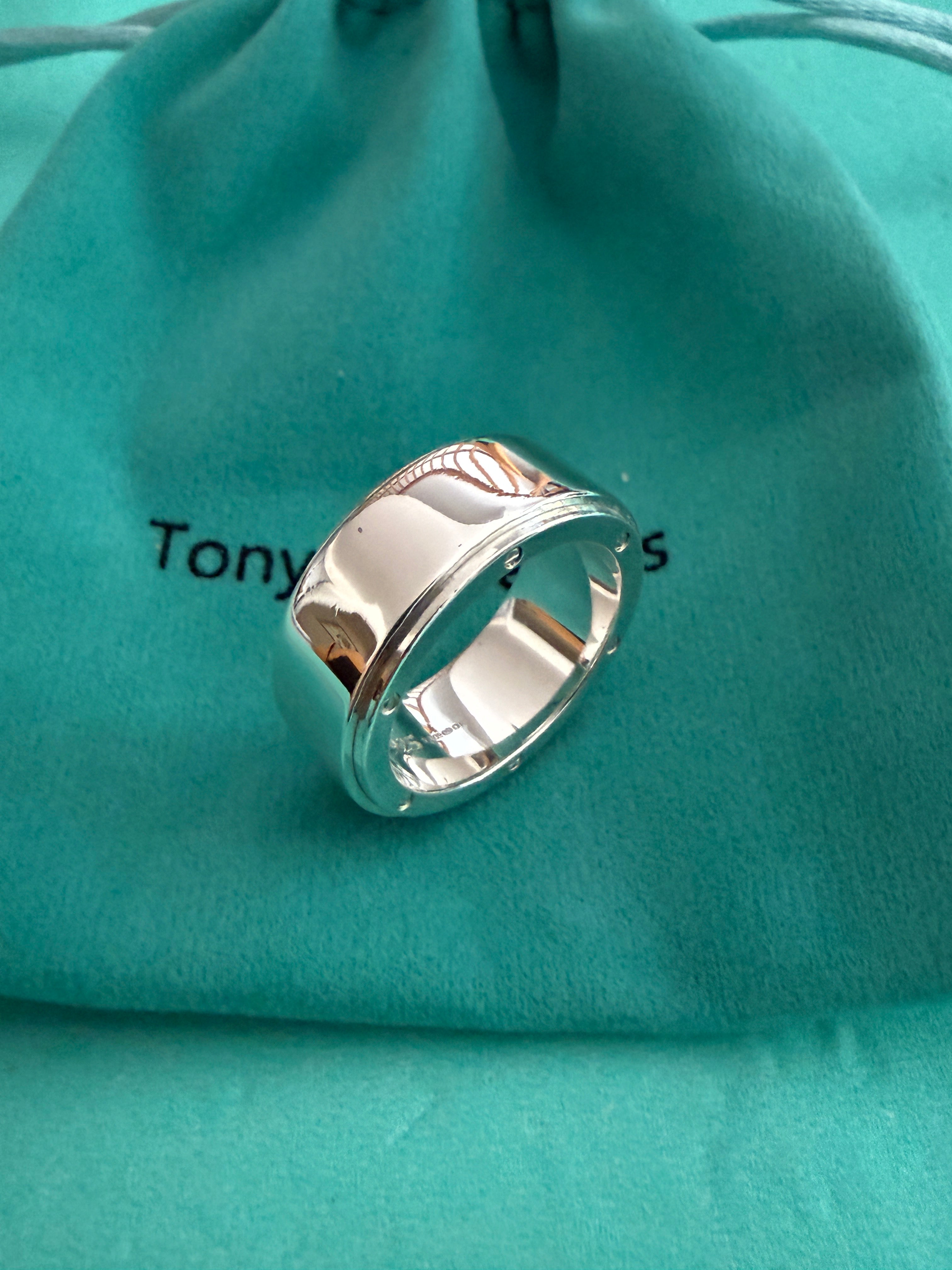 Tiffany & Co. Sterling Silver Metropolis Band Ring Size UK Q1/2
