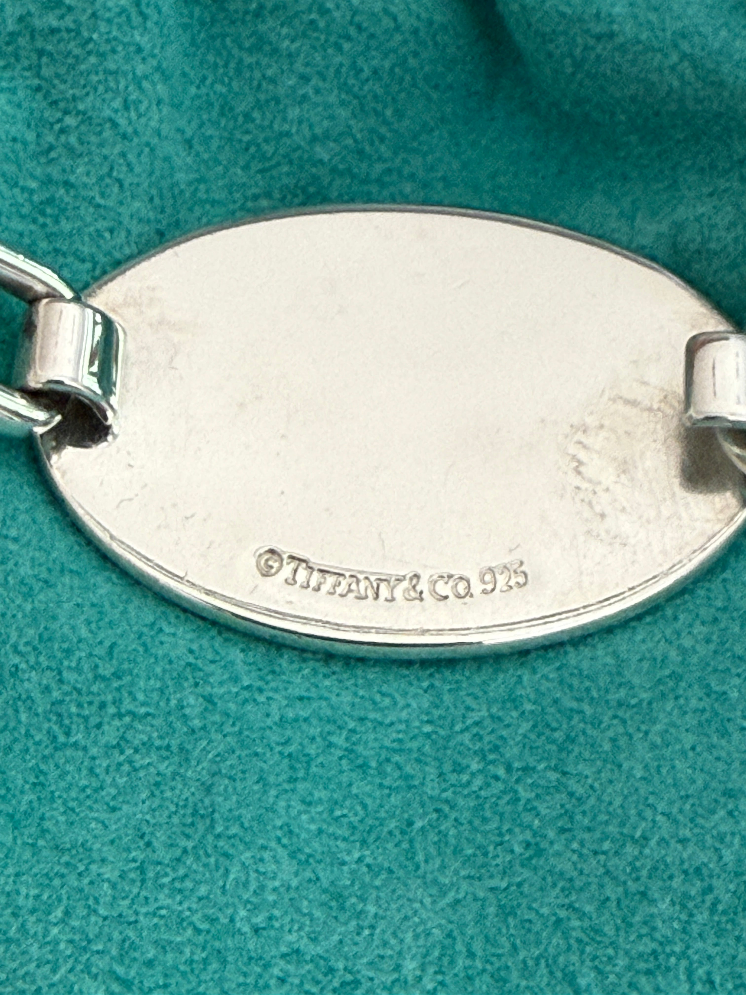 Tiffany & Co. Sterling Silver Oval ID Tag Double Wire Bangle Bracelet