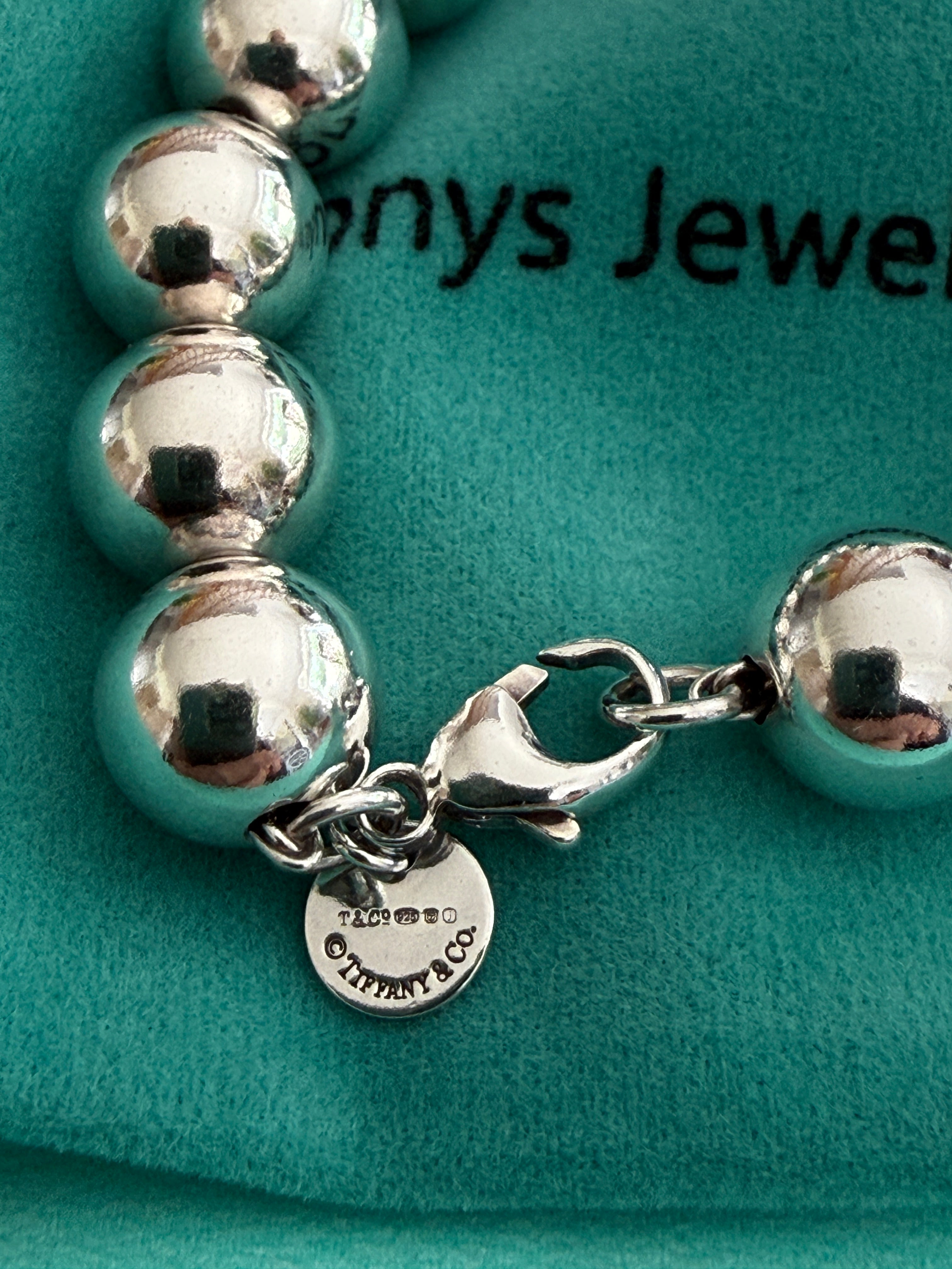 Tiffany & Co. Sterling Silver Hardwear 10mm Beaded Ball Bracelet 7 inches
