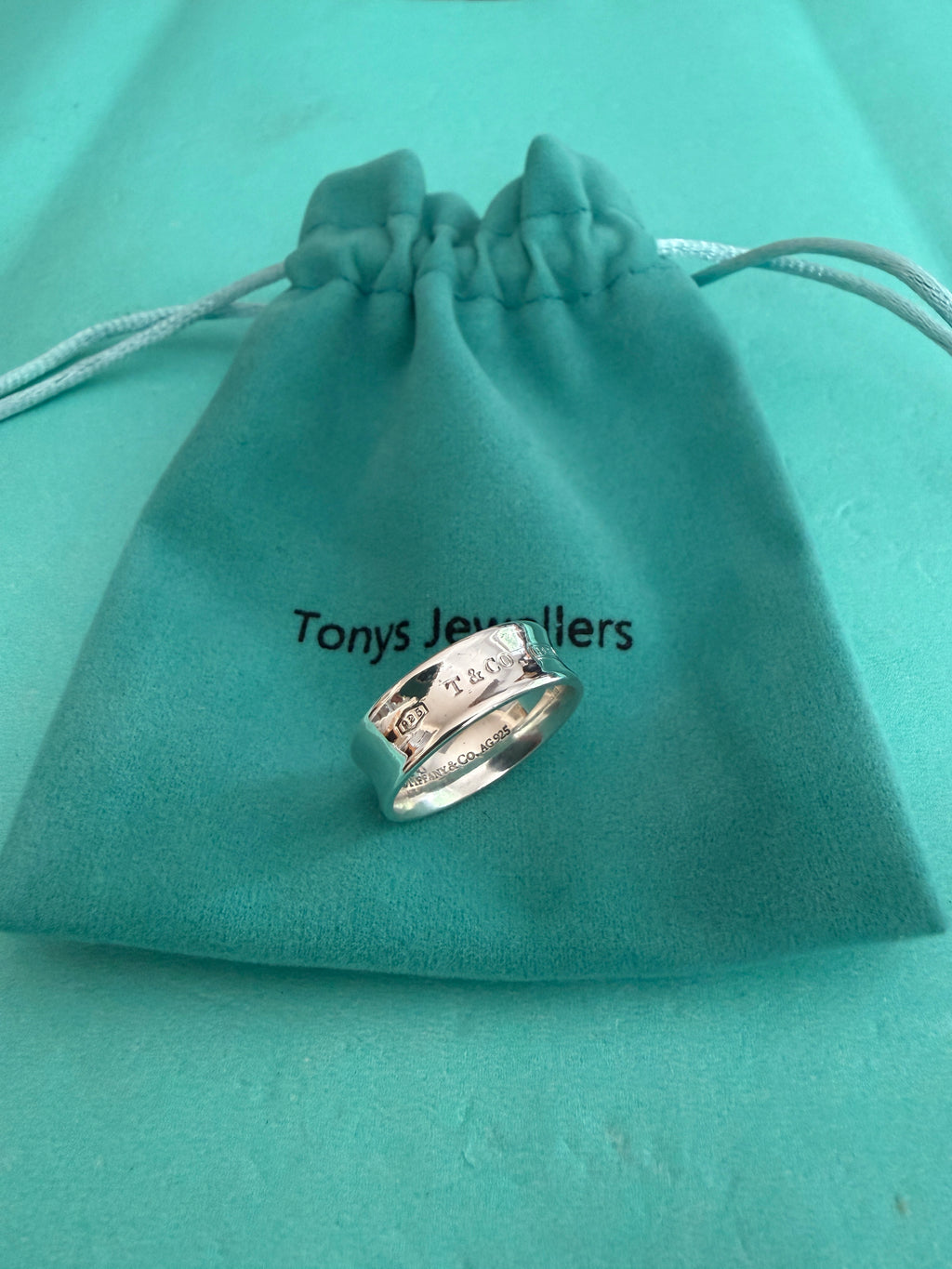 Tiffany & Co. Sterling Silver 1837 Concave 7mm Ring Size Q uk