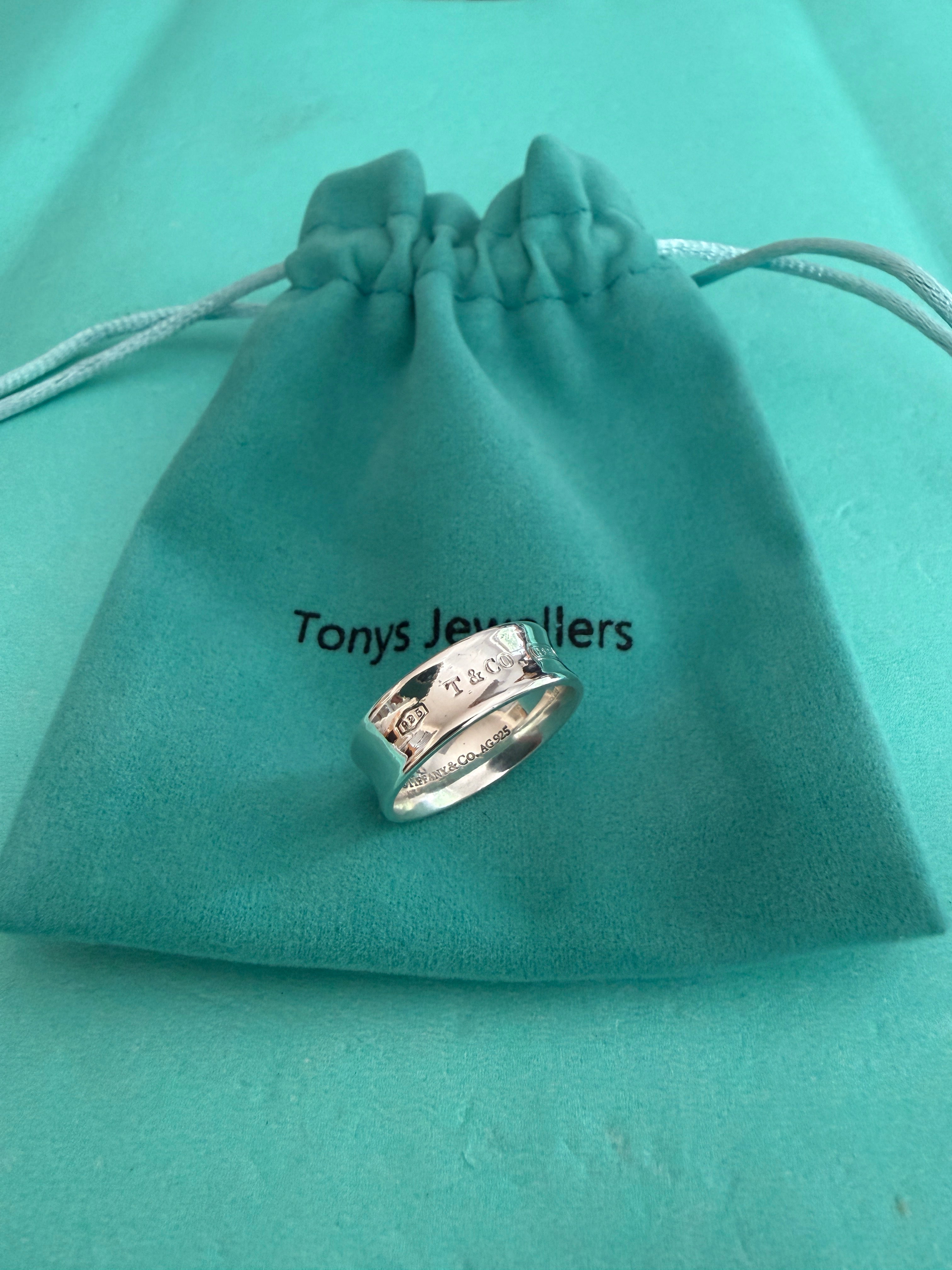 Tiffany & Co. Sterling Silver 1837 Concave 7mm Ring Size Q uk