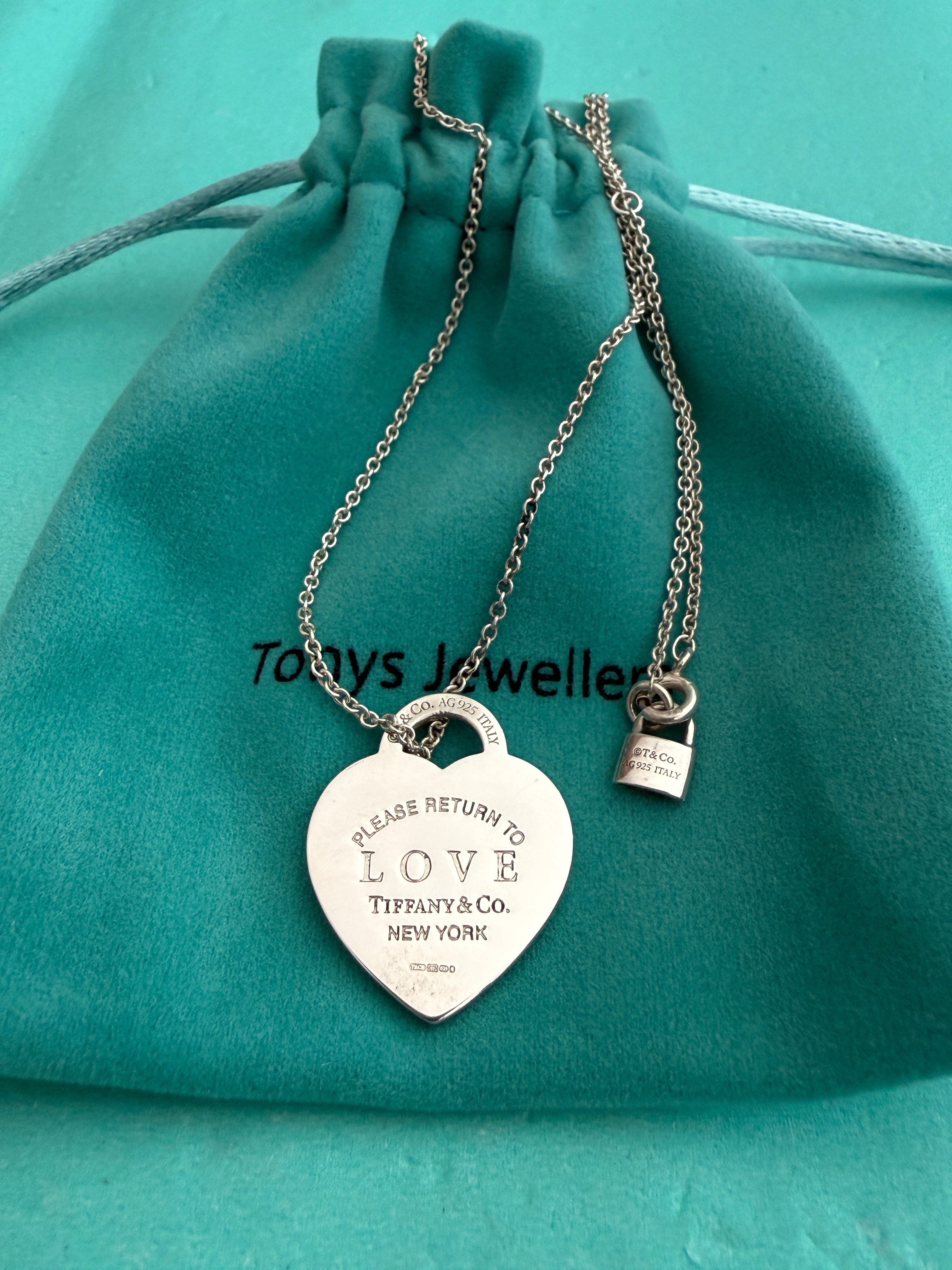 Tiffany & Co. LOVE Heart Pendant and Padlock Italy 18 - 20”