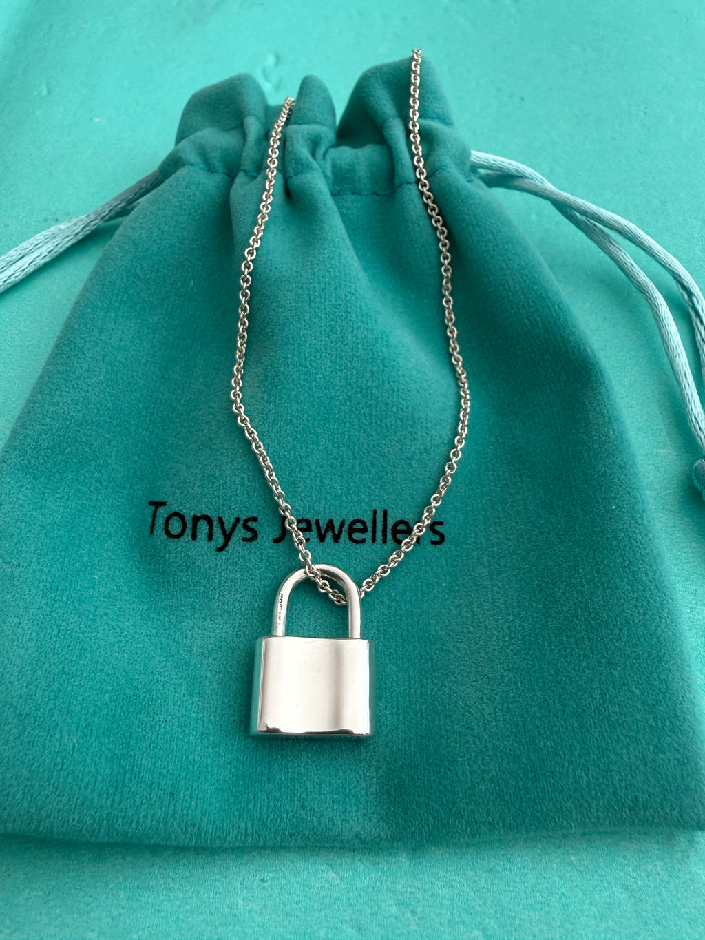Tiffany & Co. Sterling Silver 1837 Padlock Lock Chain Necklace 16inches