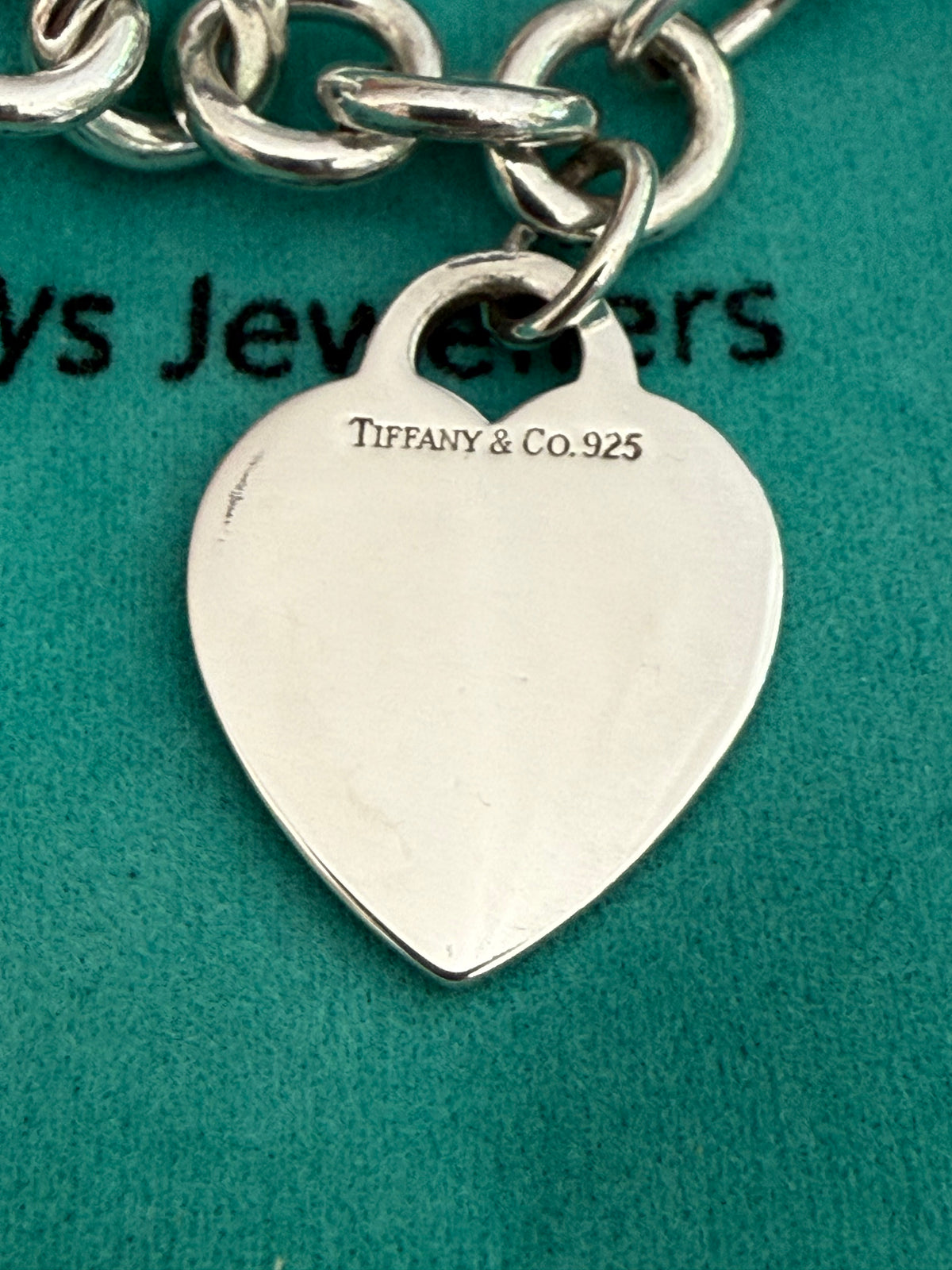Tiffany & Co. Sterling Silver Heart Tag Charm Bracelet – 7”