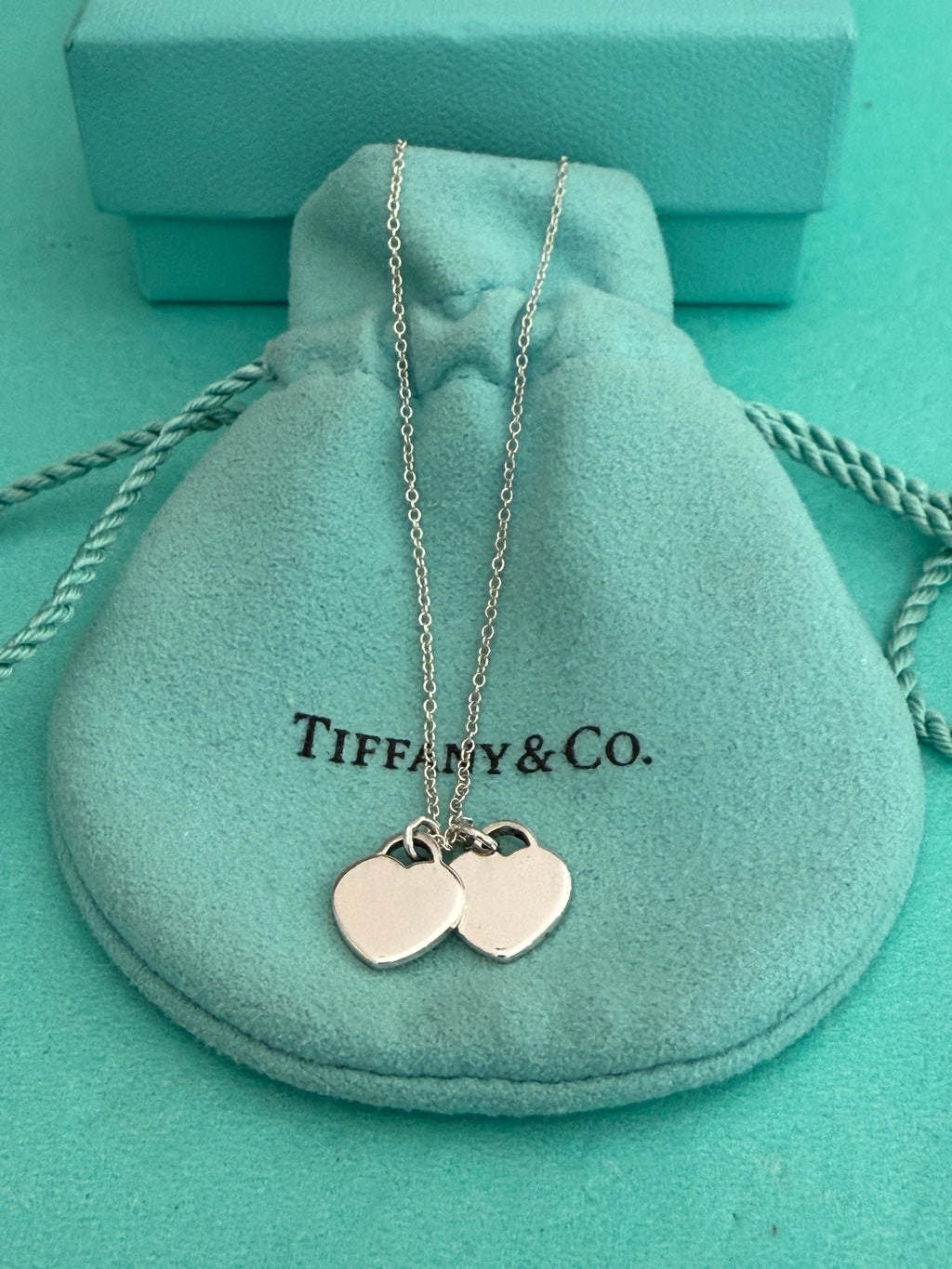 Tiffany & Co. Mini Double Hearts Necklace 17 inches
