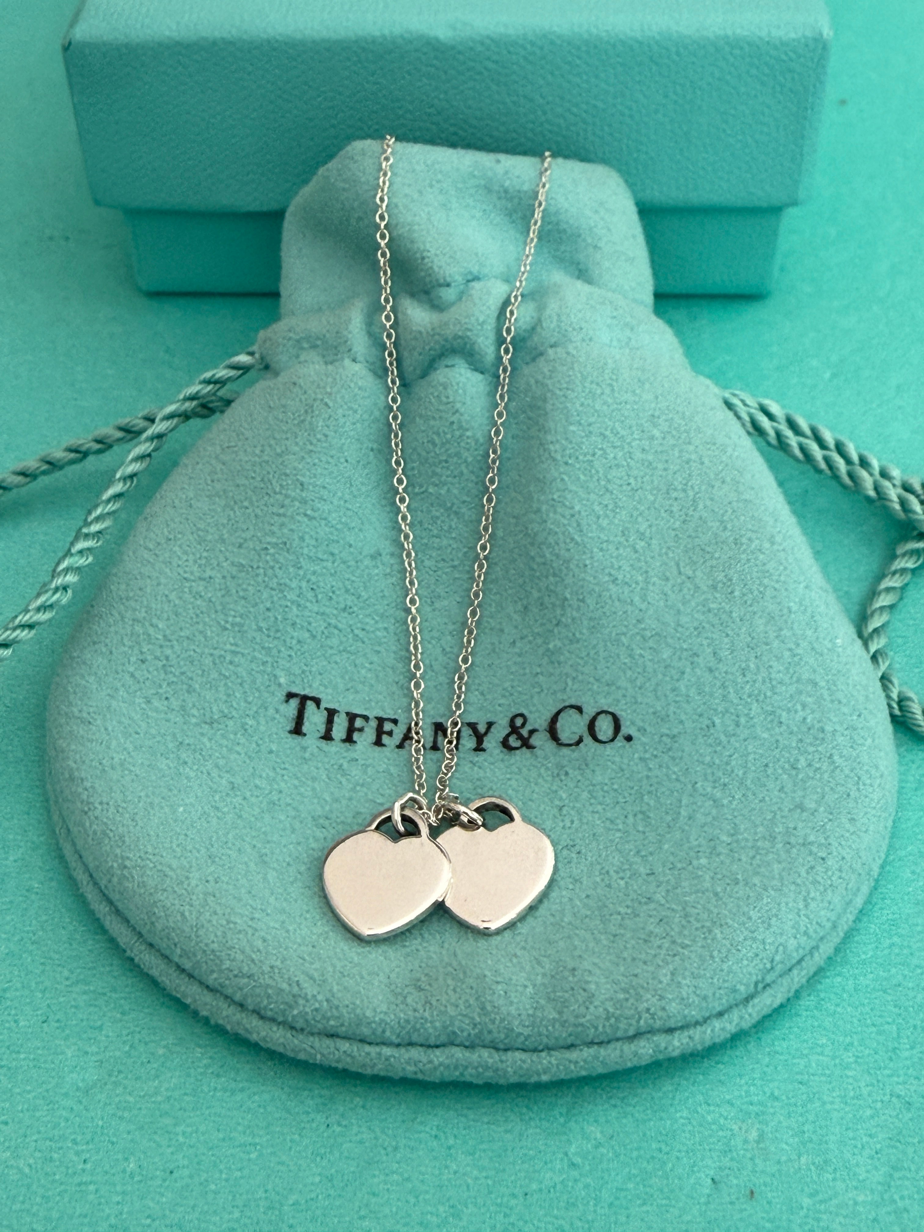 Tiffany & Co. Mini Double Hearts Necklace 17 inches
