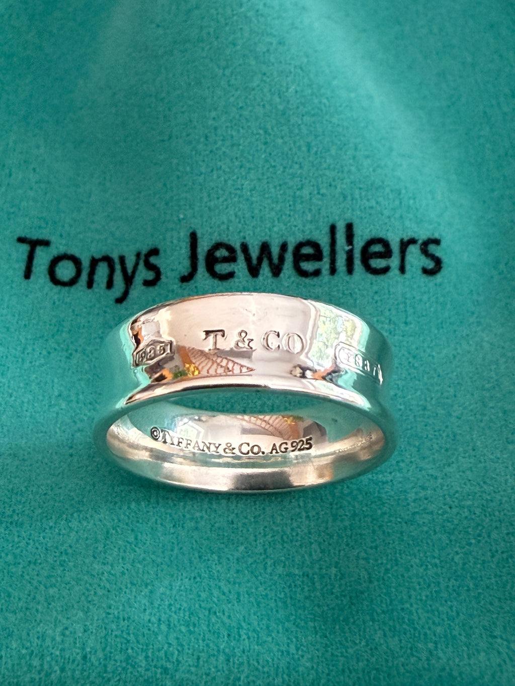 Tiffany & Co. Sterling Silver 1837 Concave 7mm Ring Size Q uk