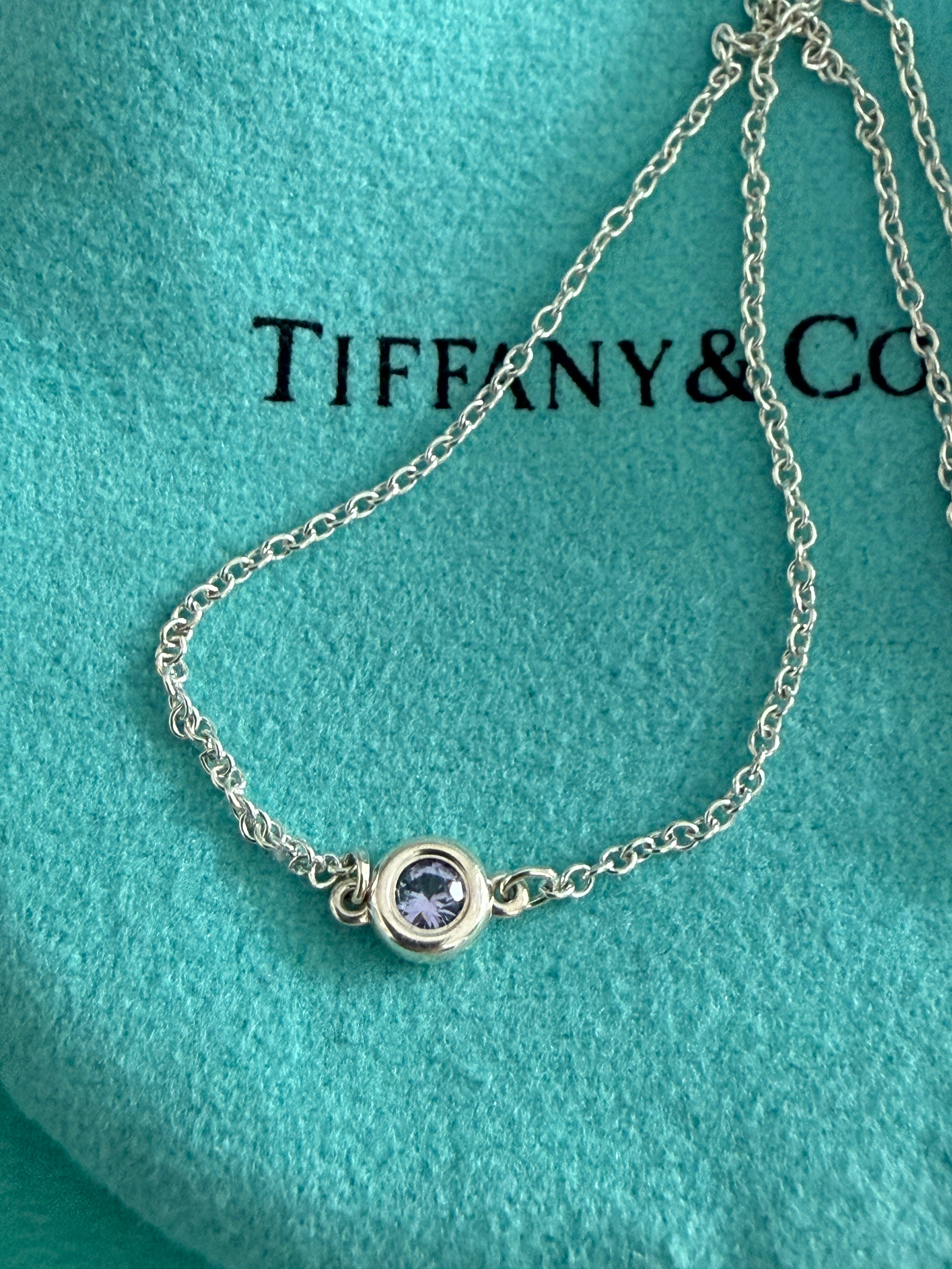 Tiffany & Co. Sterling Silver Elsa Peretti By the Yard Aquamarine Bracelet 20cm