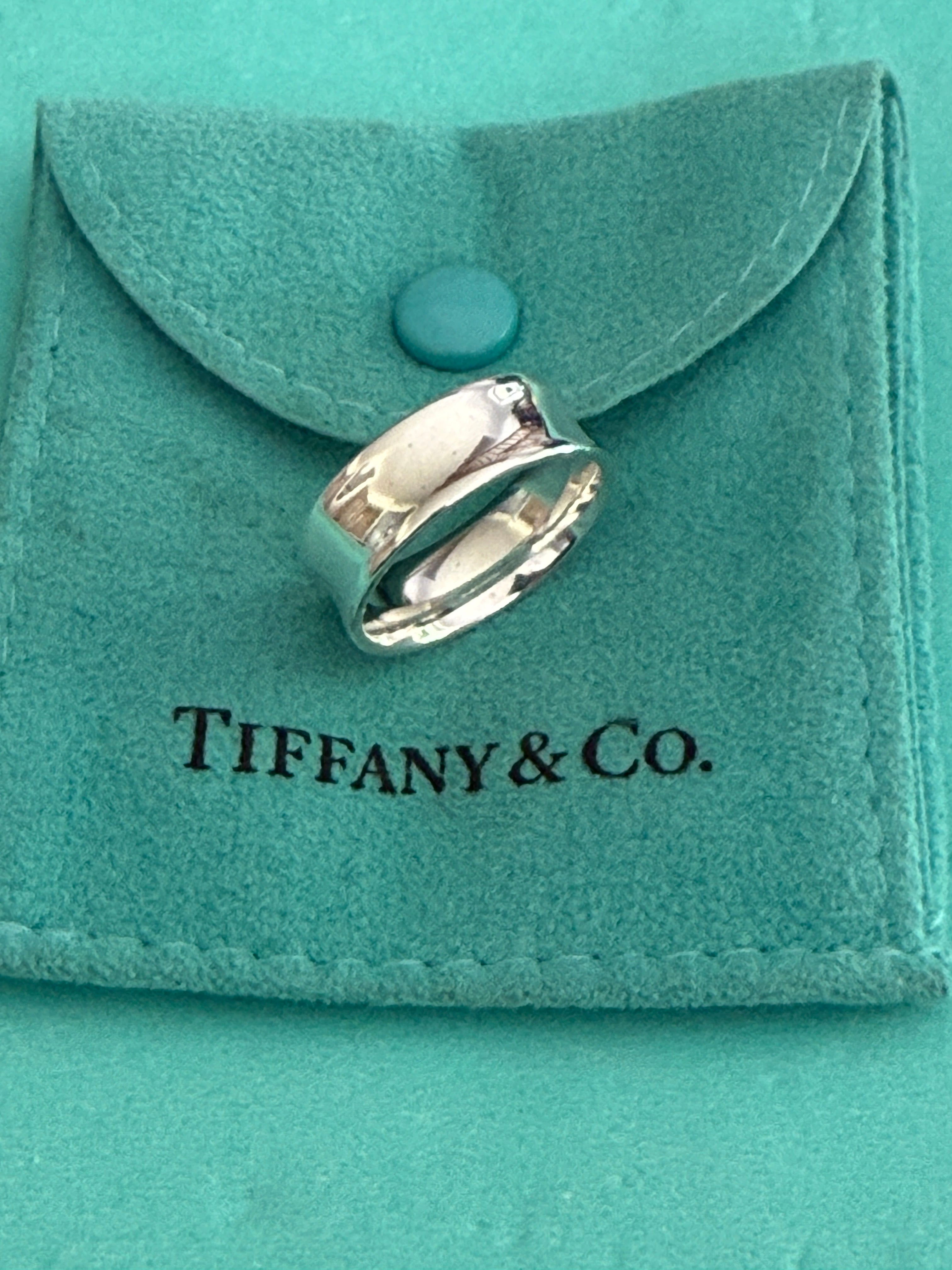 Tiffany & Co. Sterling Silver 1837 Concave 7mm Ring Size Q uk