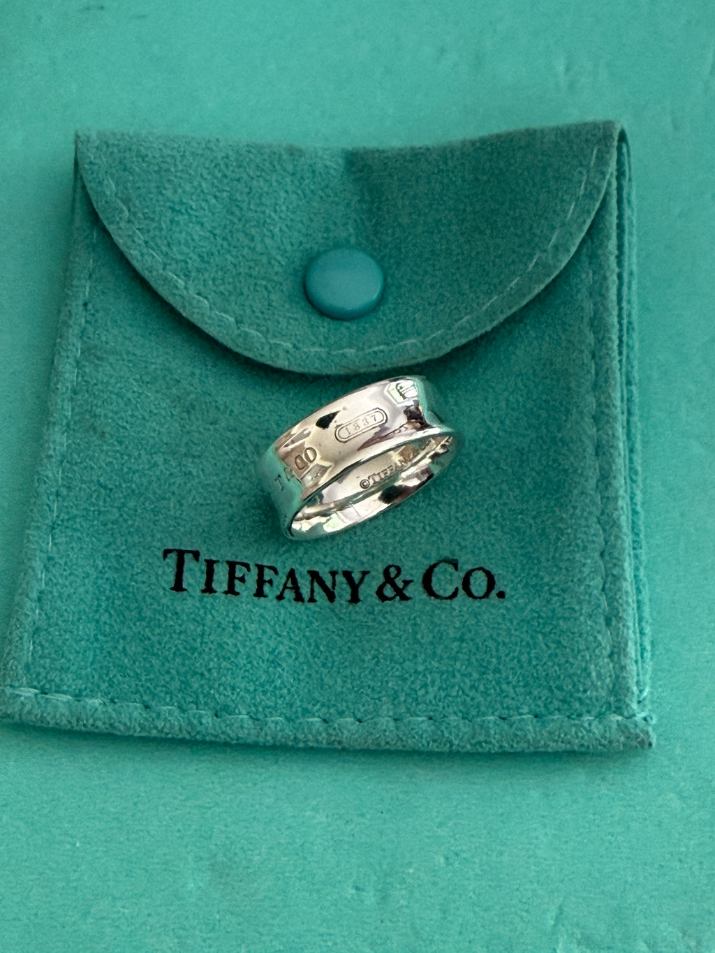 Tiffany & Co. Sterling Silver 1837 Concave 7mm Ring Size Q uk