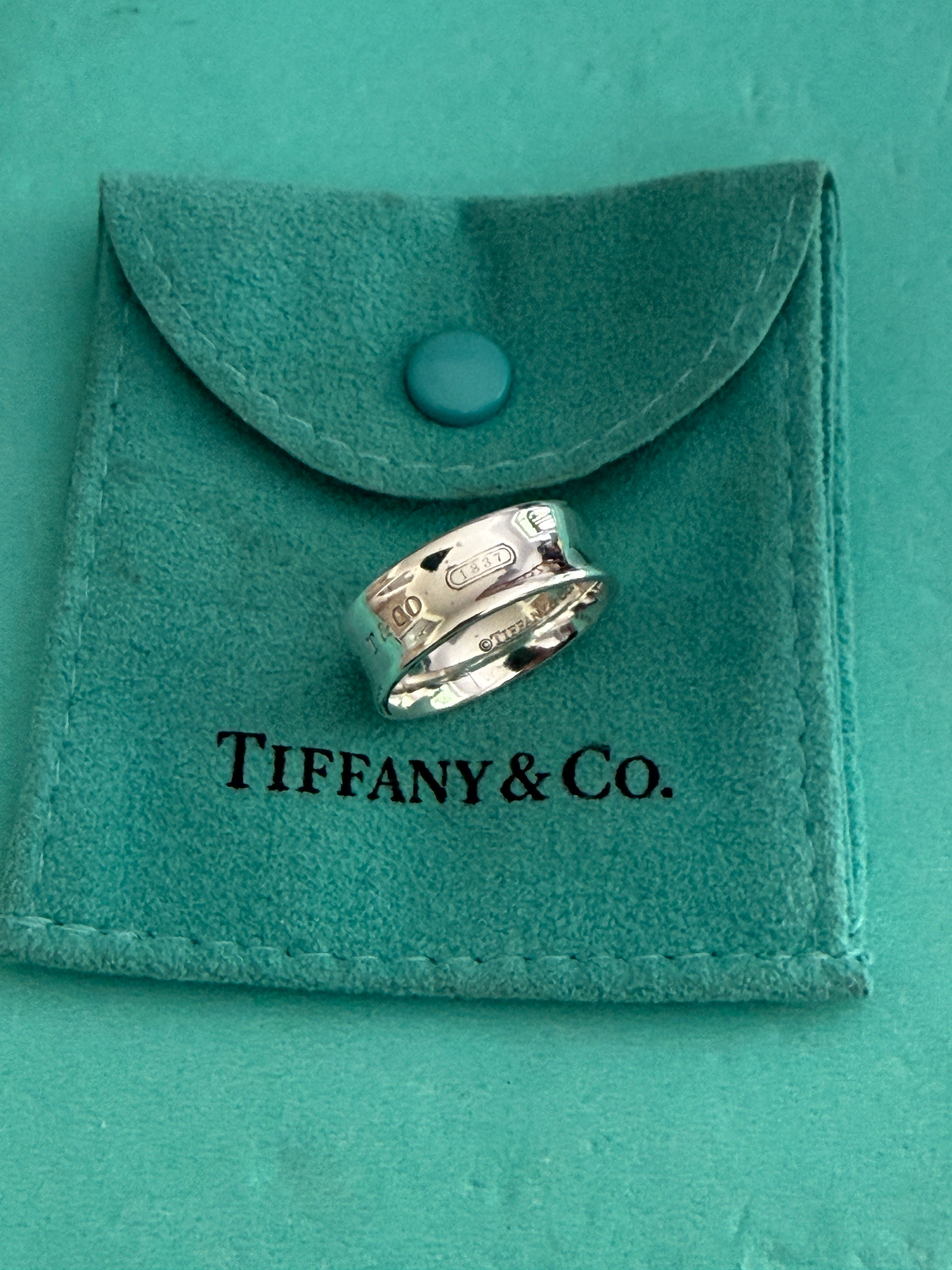 Tiffany & Co. Sterling Silver 1837 Concave 7mm Ring Size Q uk