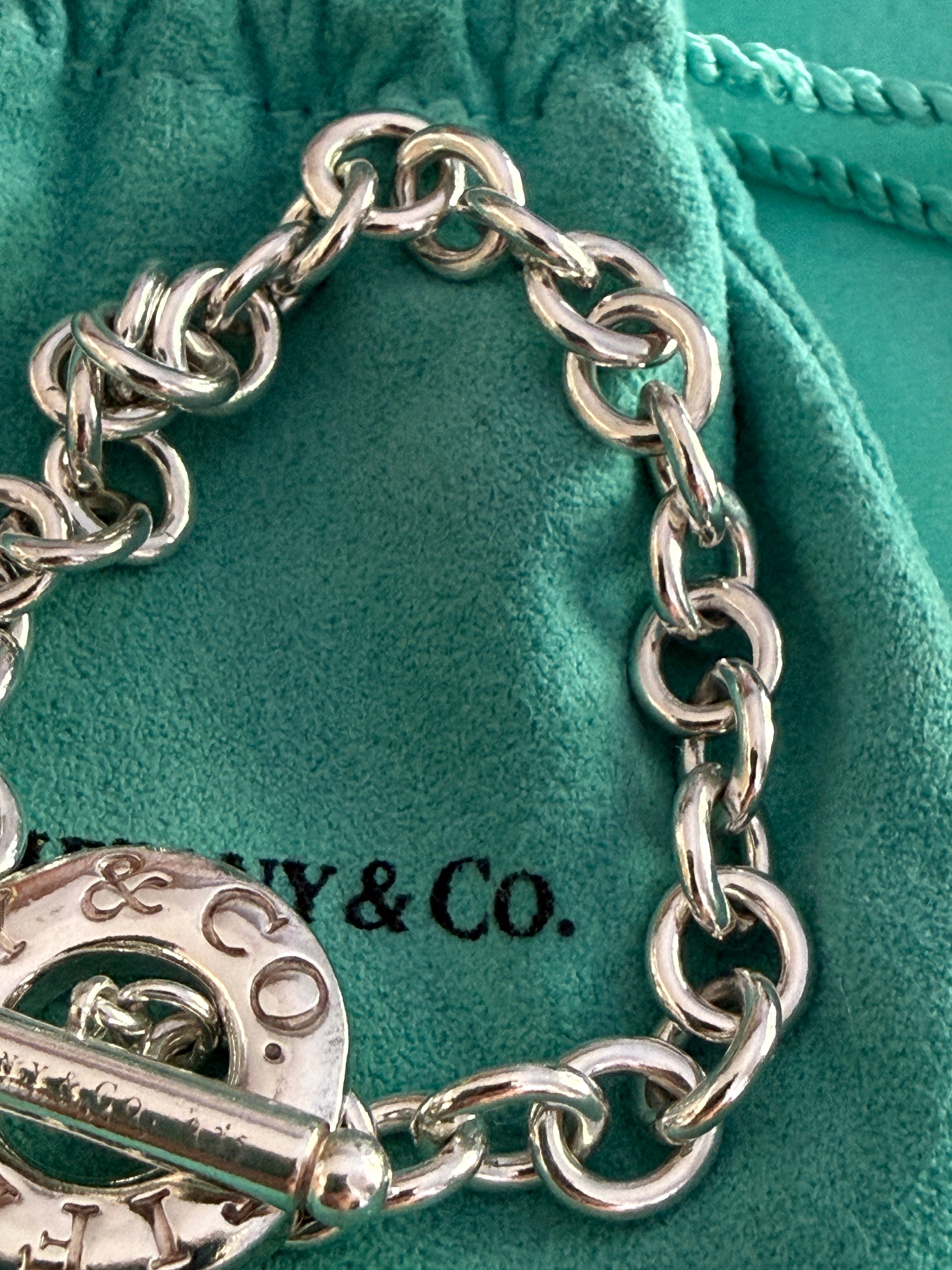 Tiffany & Co. Sterling Silver 925 Toggle Charm Bracelet 7.0