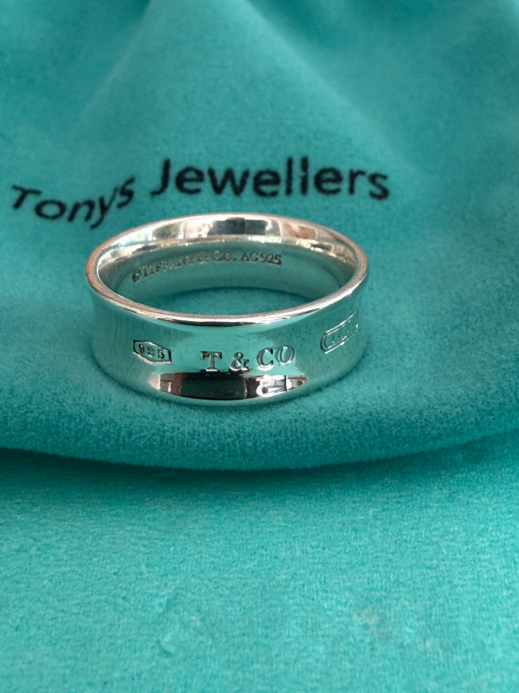 Tiffany & Co. Sterling Silver 1837 Concave 7mm Ring Size Q uk