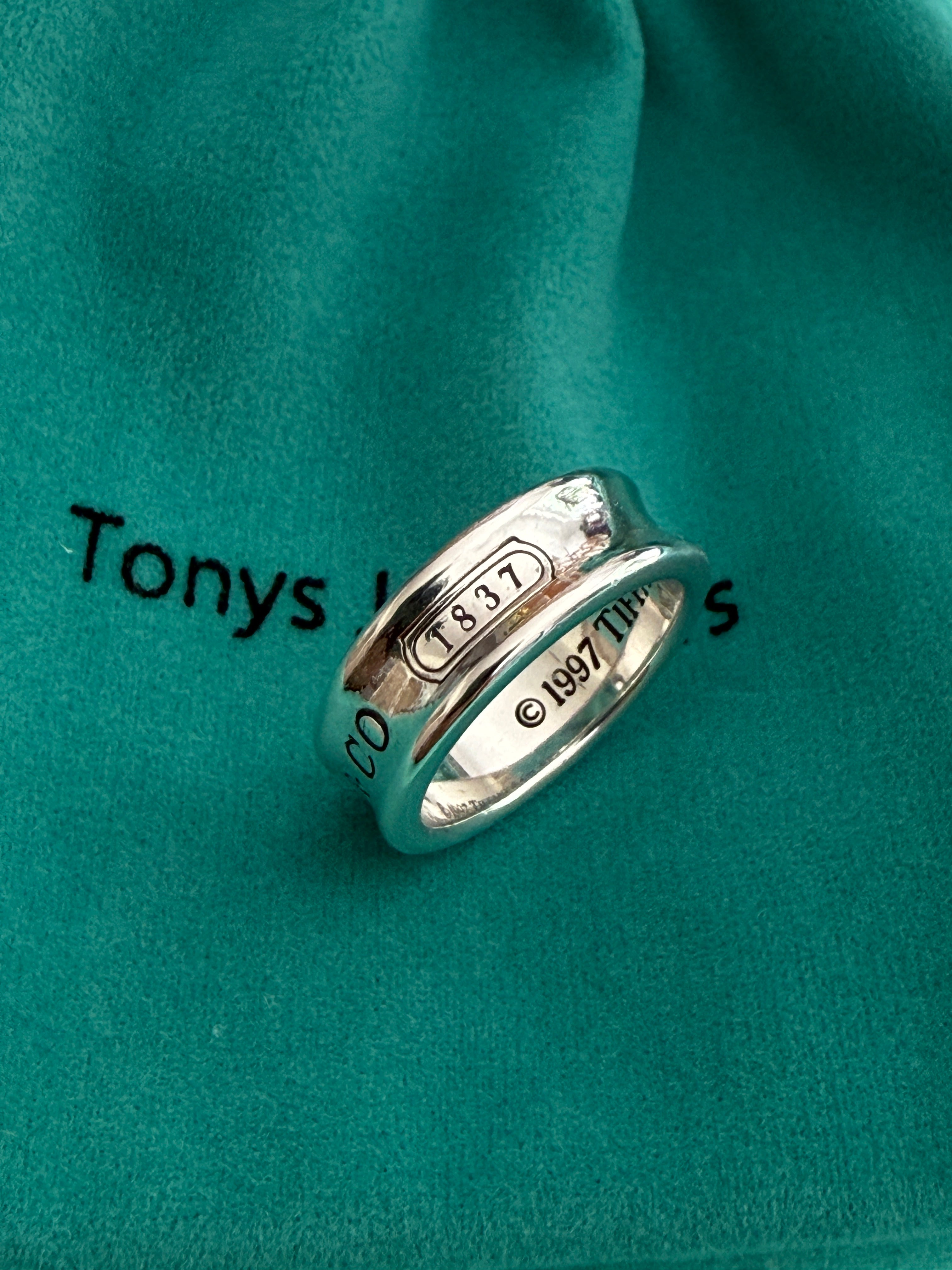 Tiffany & Co. Sterling Silver 1837 6mm Band Ring Size N uk