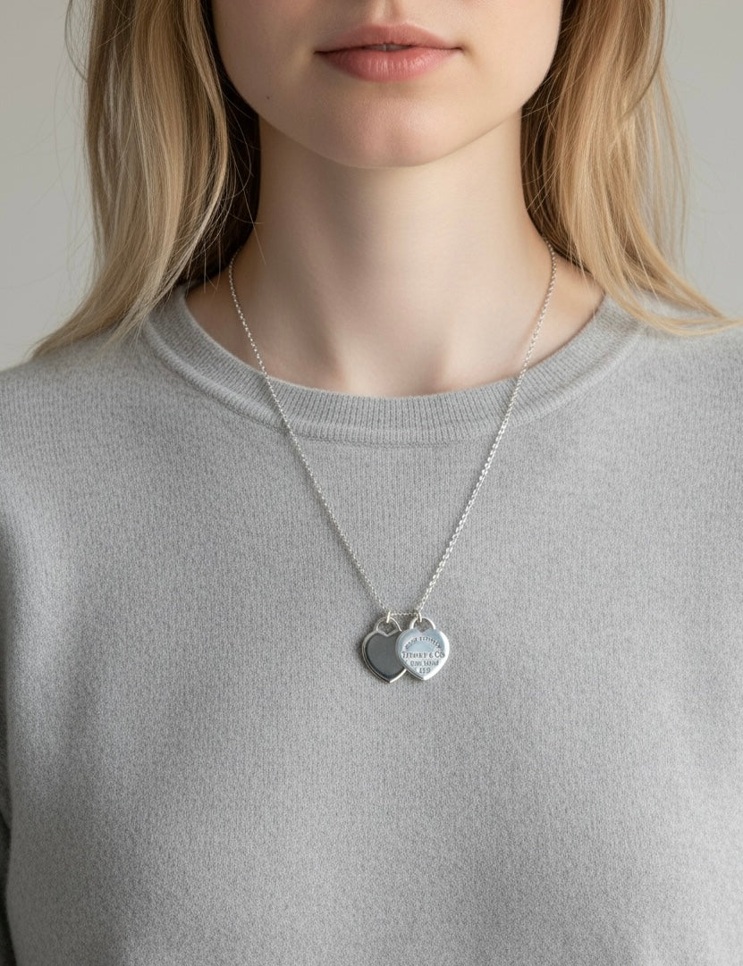Tiffany & Co. Mini Double Hearts Necklace 17 inches