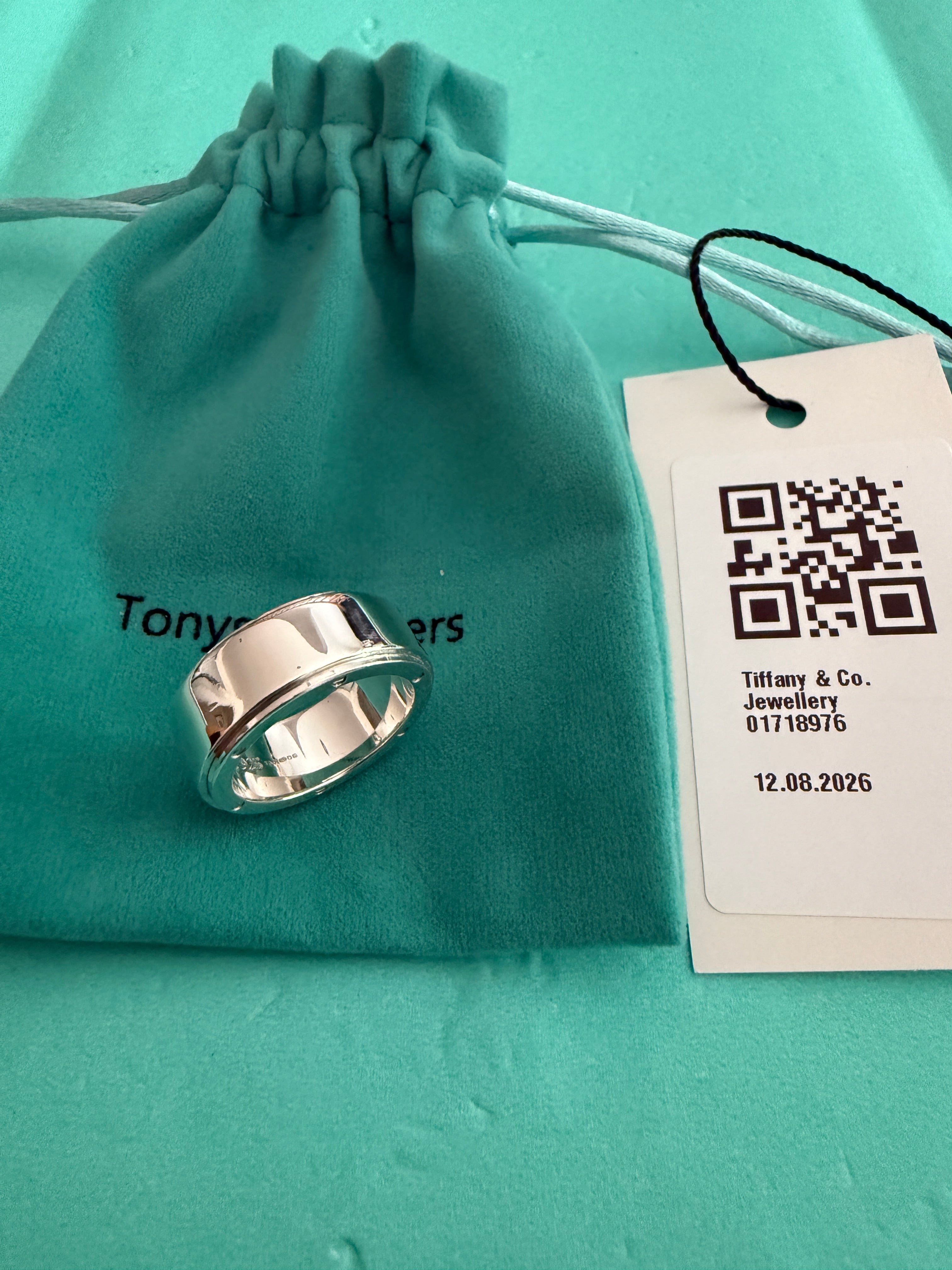 Tiffany & Co. Sterling Silver Metropolis Band Ring Size UK Q1/2