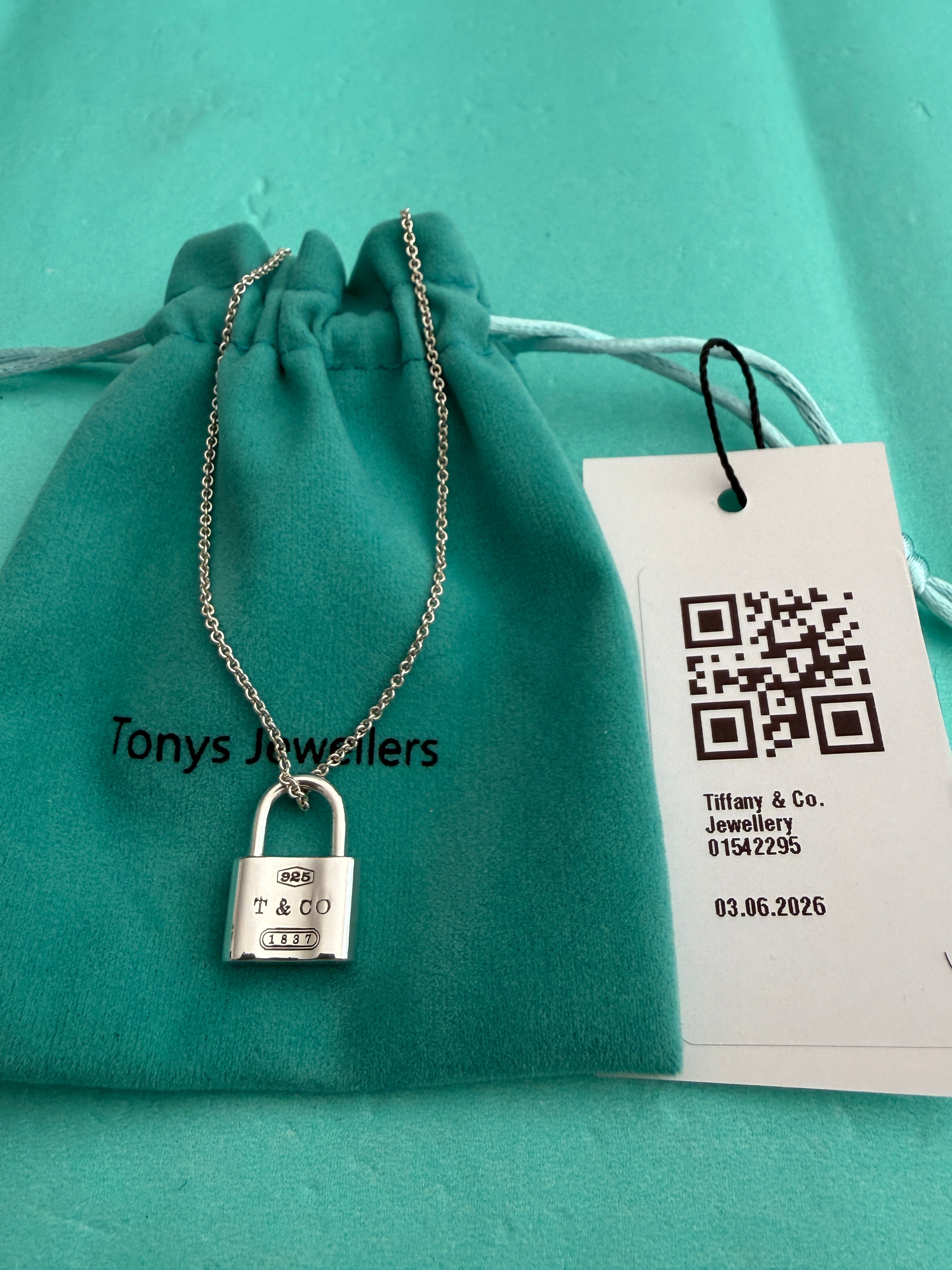 Tiffany & Co. Sterling Silver 1837 Padlock Lock Chain Necklace 16inches
