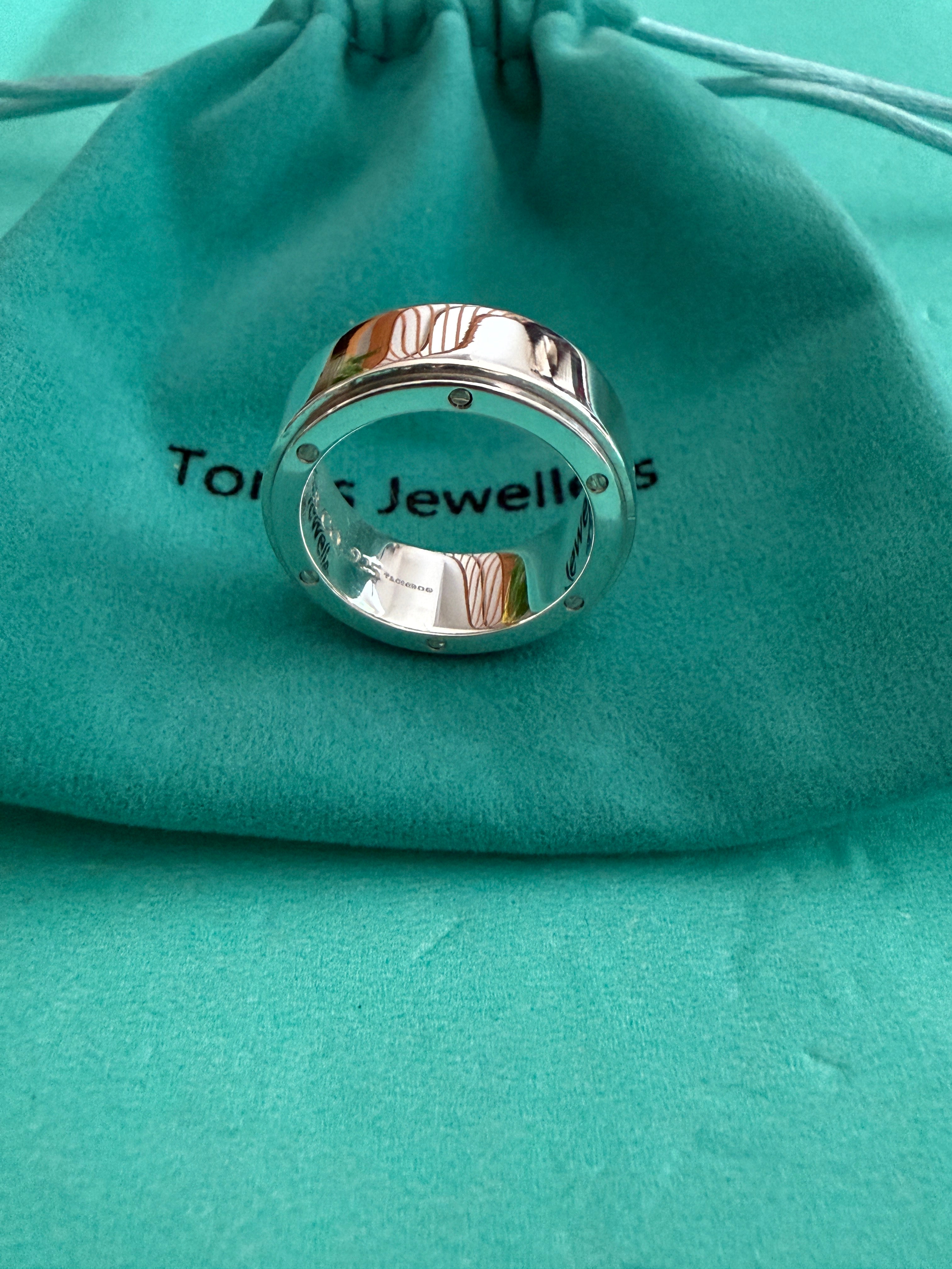 Tiffany & Co. Sterling Silver Metropolis Band Ring Size UK Q1/2
