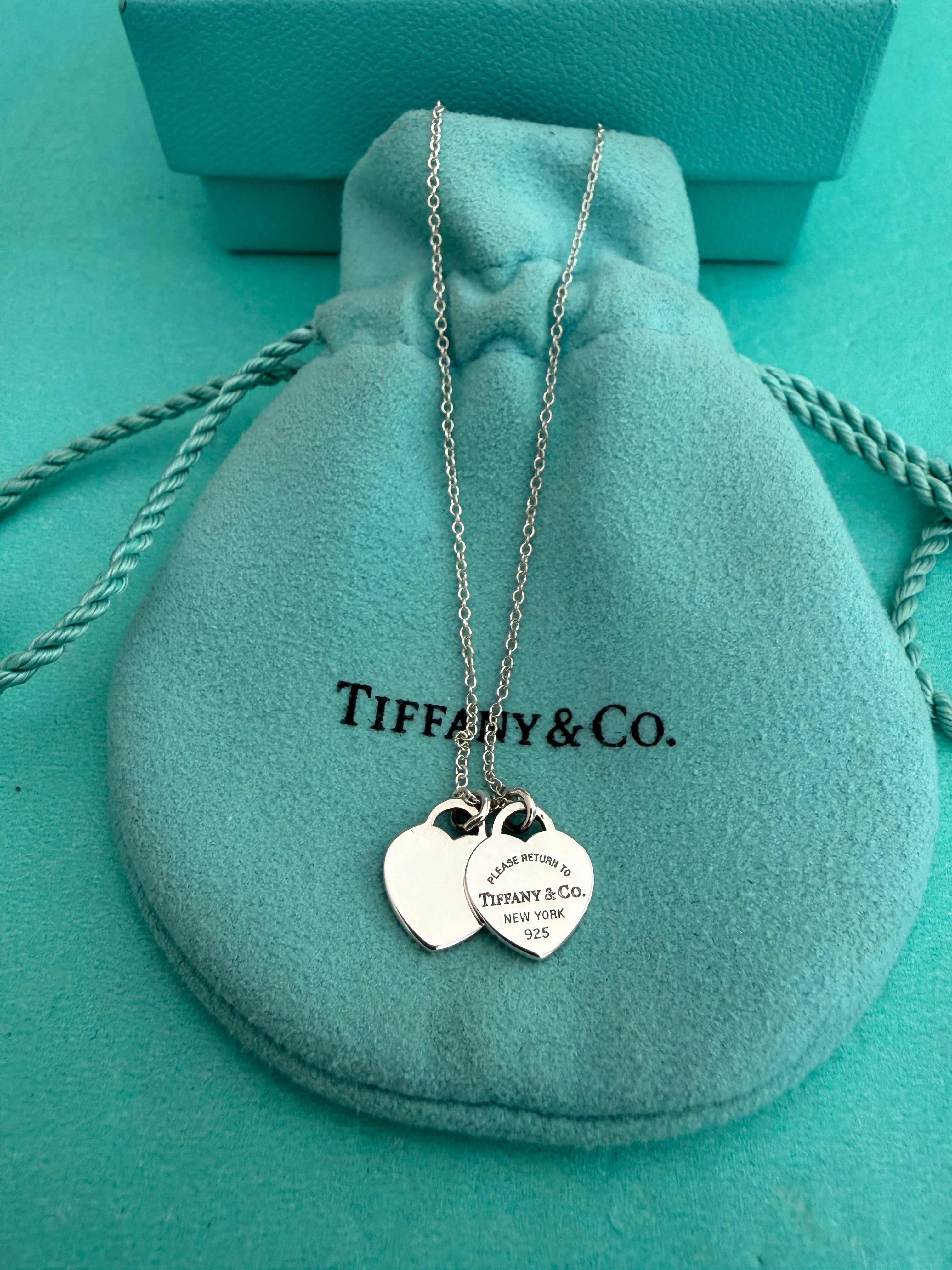Tiffany & Co. Mini Double Hearts Necklace 17 inches