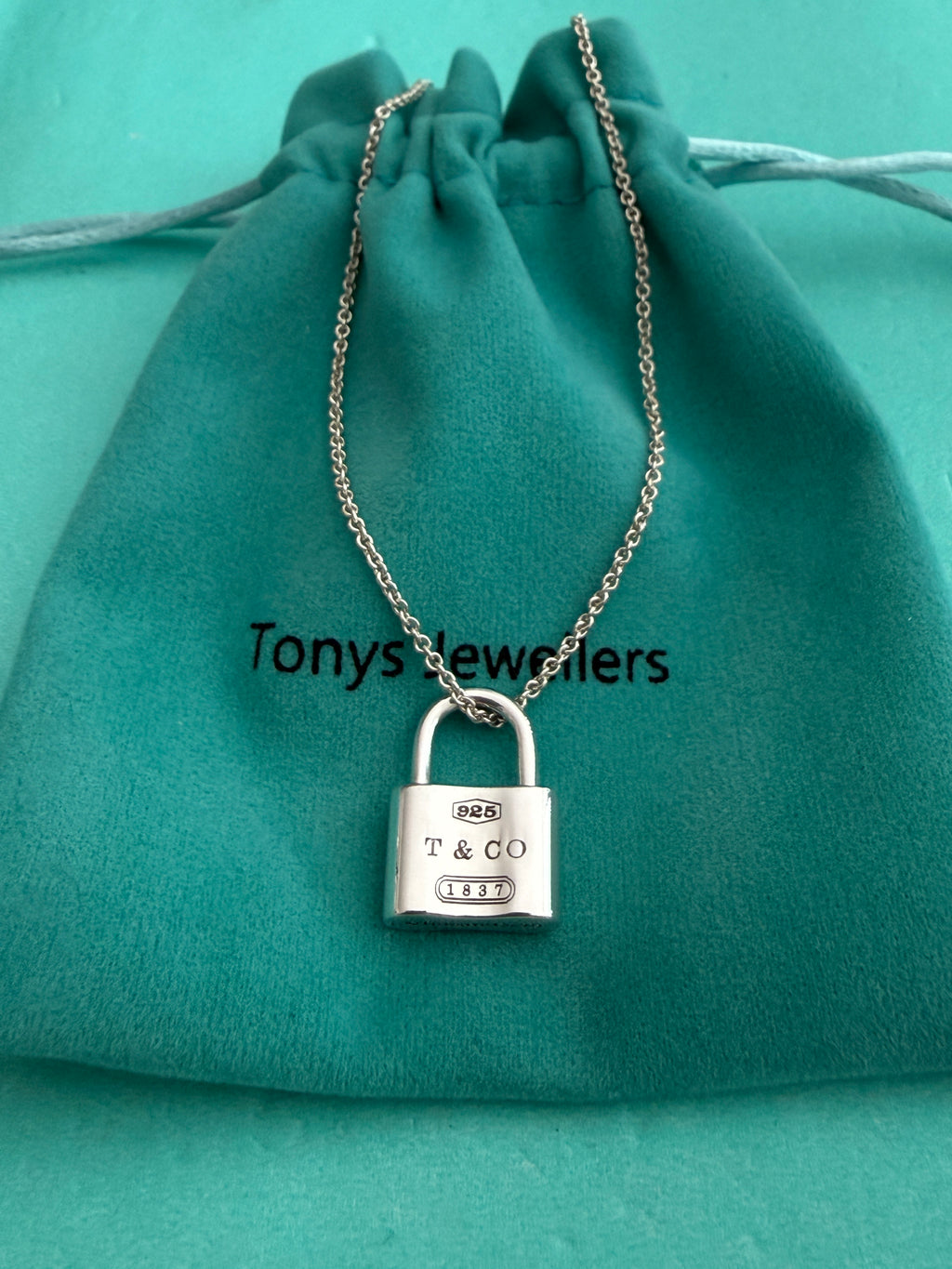 Tiffany & Co. Sterling Silver 1837 Padlock Lock Chain Necklace 16inches