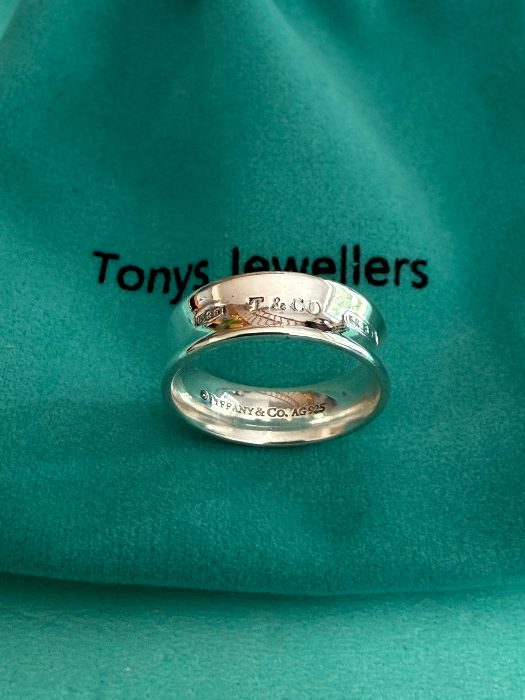 Tiffany & Co. Sterling Silver 1837 Concave 7mm Ring Size Q uk