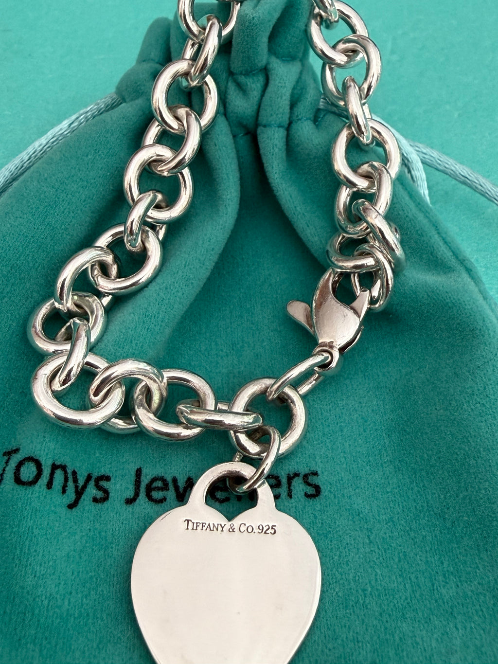 Tiffany & Co. Sterling Silver Heart Tag Charm Bracelet – 7”