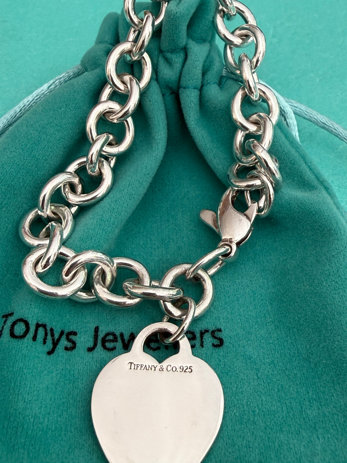Tiffany & Co. Sterling Silver Heart Tag Charm Bracelet – 7”