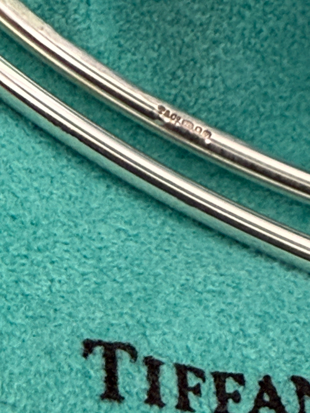 Tiffany & Co. Sterling Silver Oval ID Tag Double Wire Bangle Bracelet