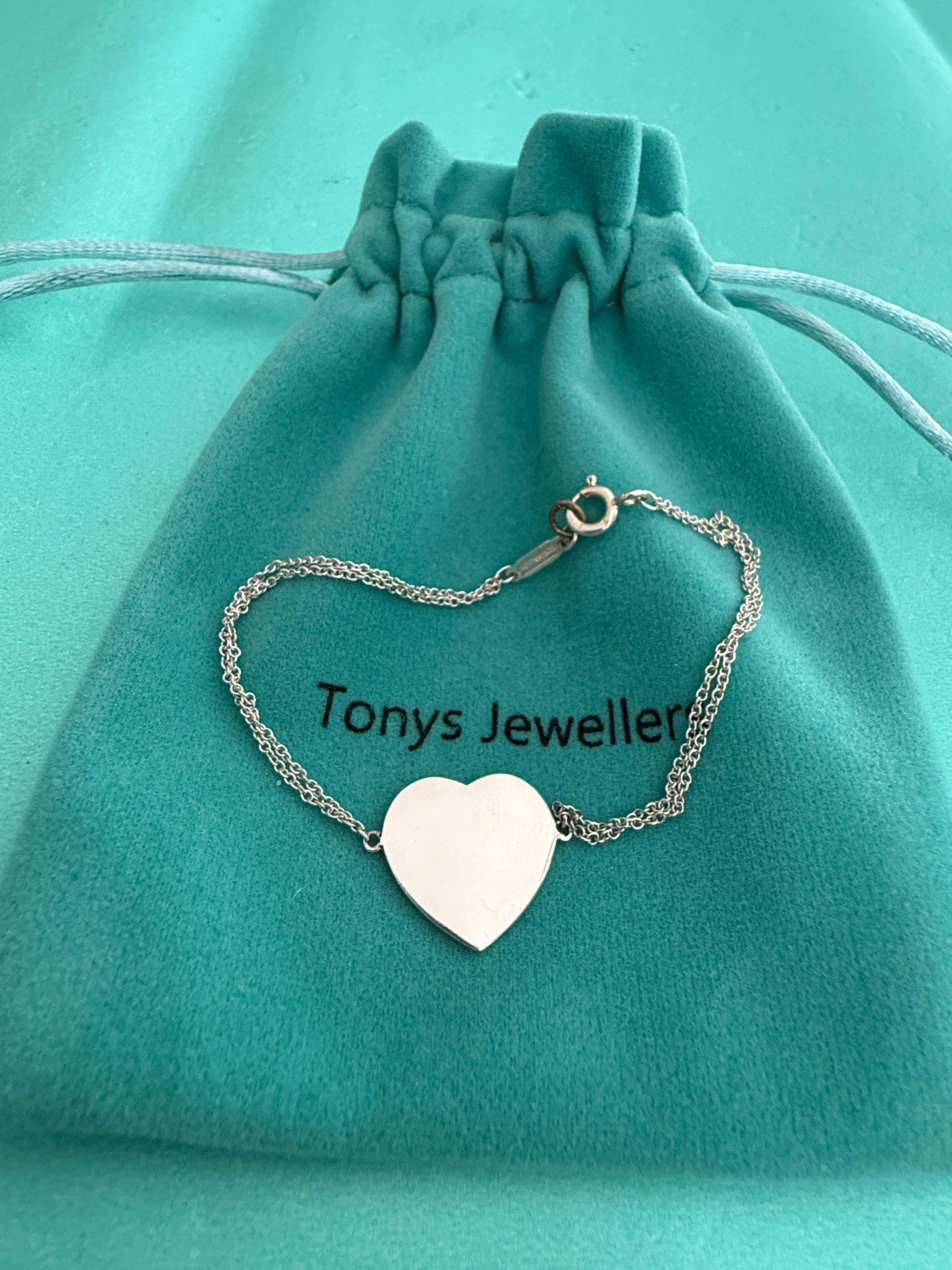 Tiffany & Co. Please Return To Tiffany Heart Tag Double Chain Bracelet 6.5 inches