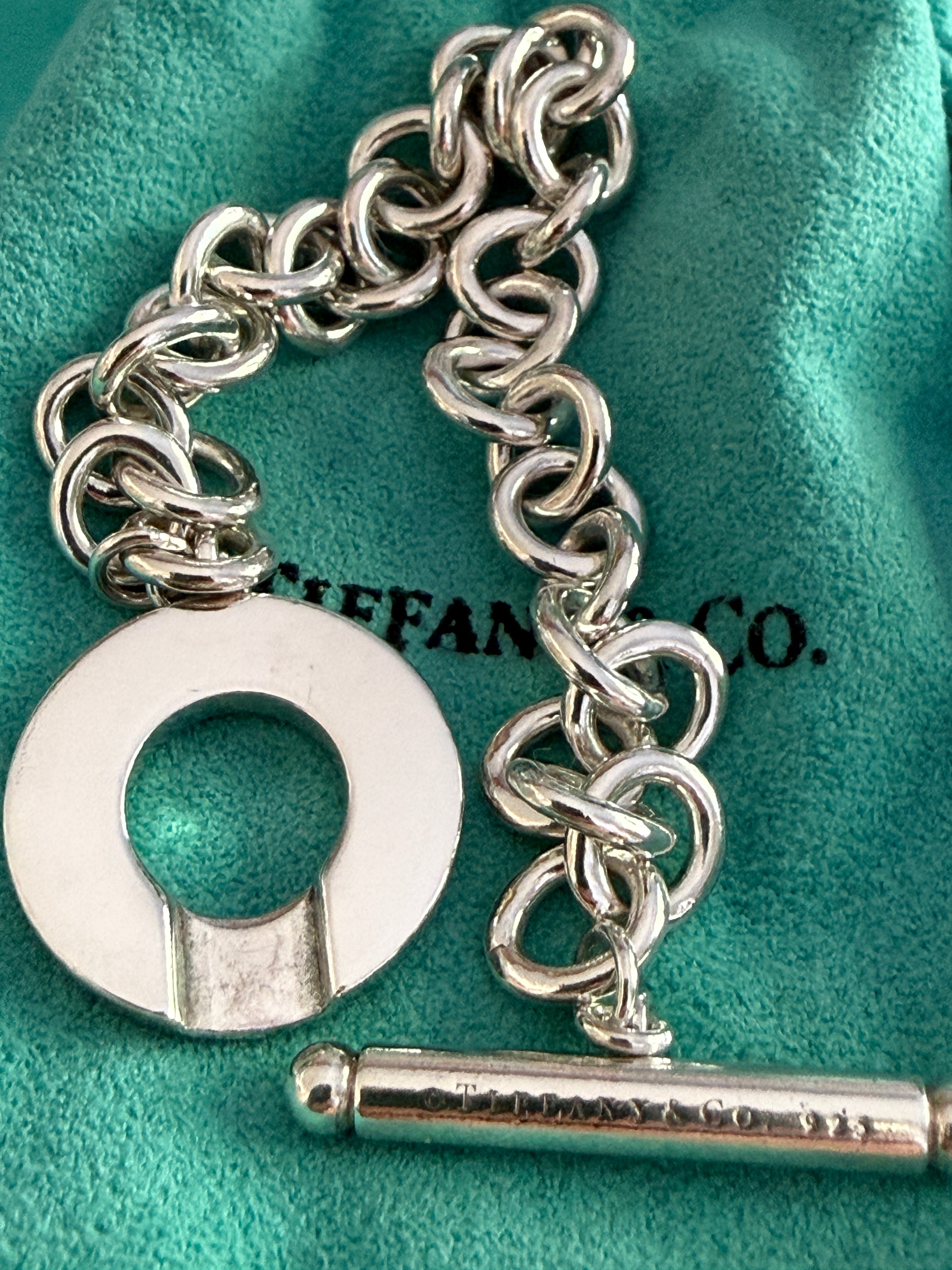 Tiffany & Co. Sterling Silver 925 Toggle Charm Bracelet 7.0