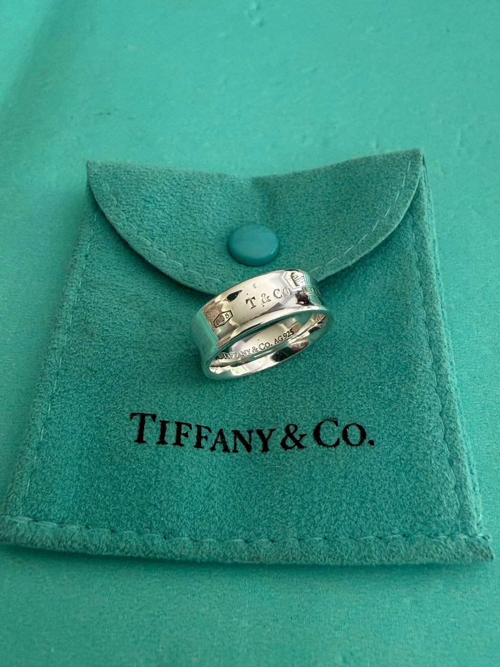 Tiffany & Co. Sterling Silver 1837 Concave 7mm Ring Size Q uk