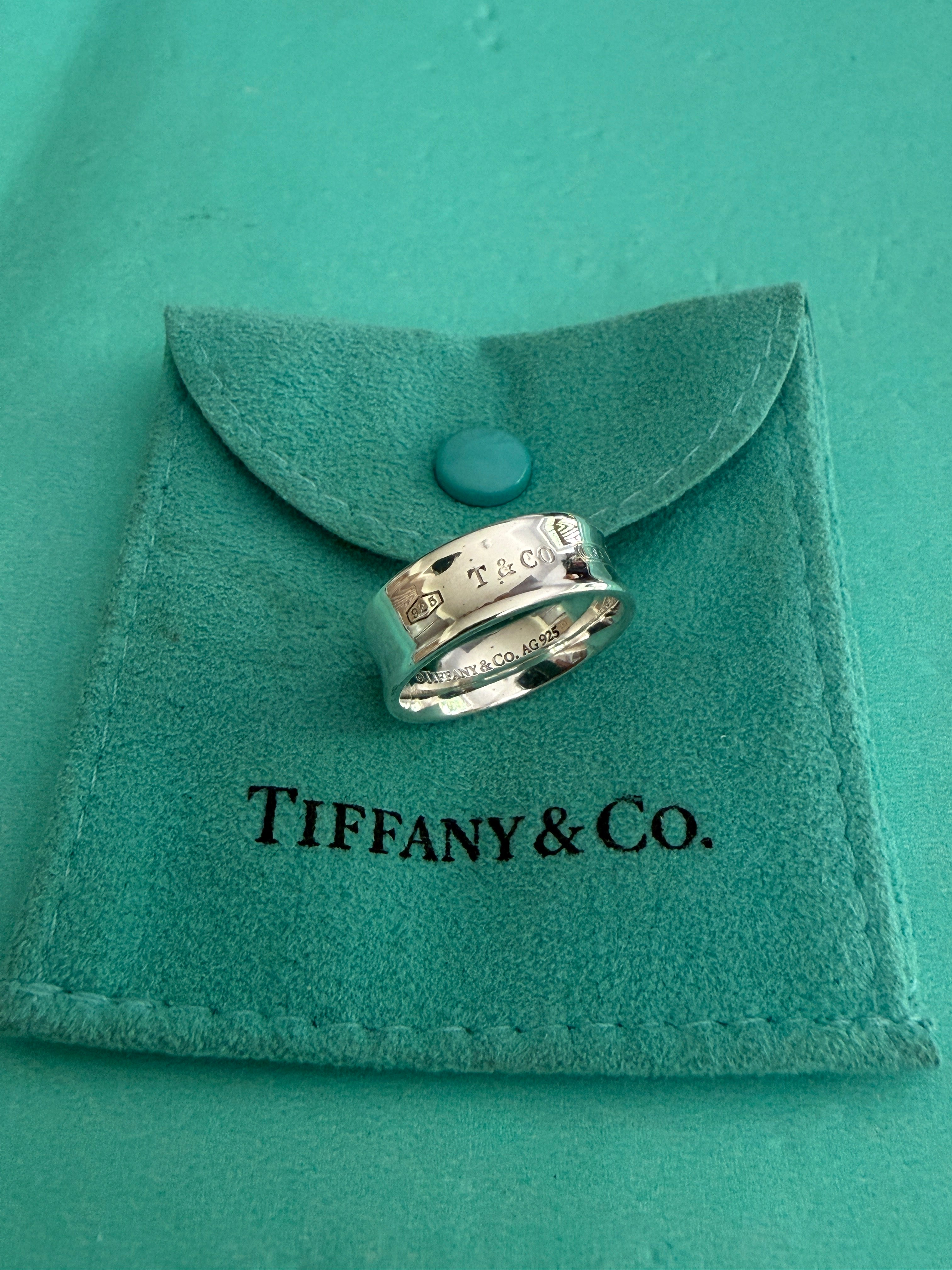 Tiffany & Co. Sterling Silver 1837 Concave 7mm Ring Size Q uk