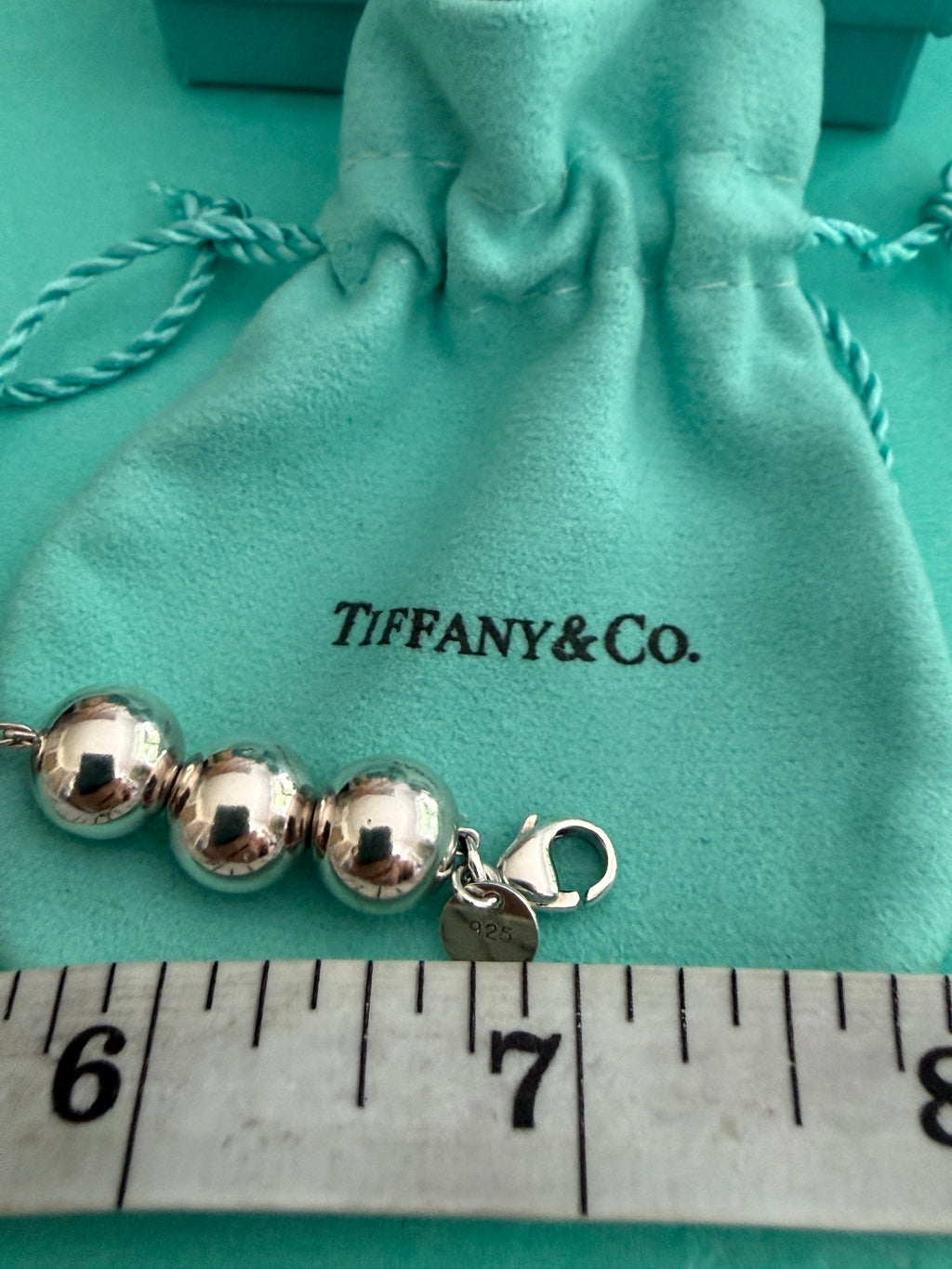 Tiffany & Co. Sterling Silver Hardwear 10mm Beaded Ball Bracelet 7 inches
