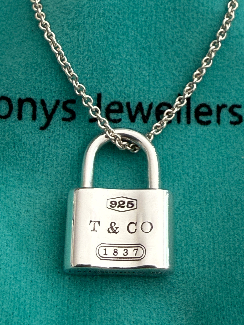 Tiffany & Co. Sterling Silver 1837 Padlock Lock Chain Necklace 16inches
