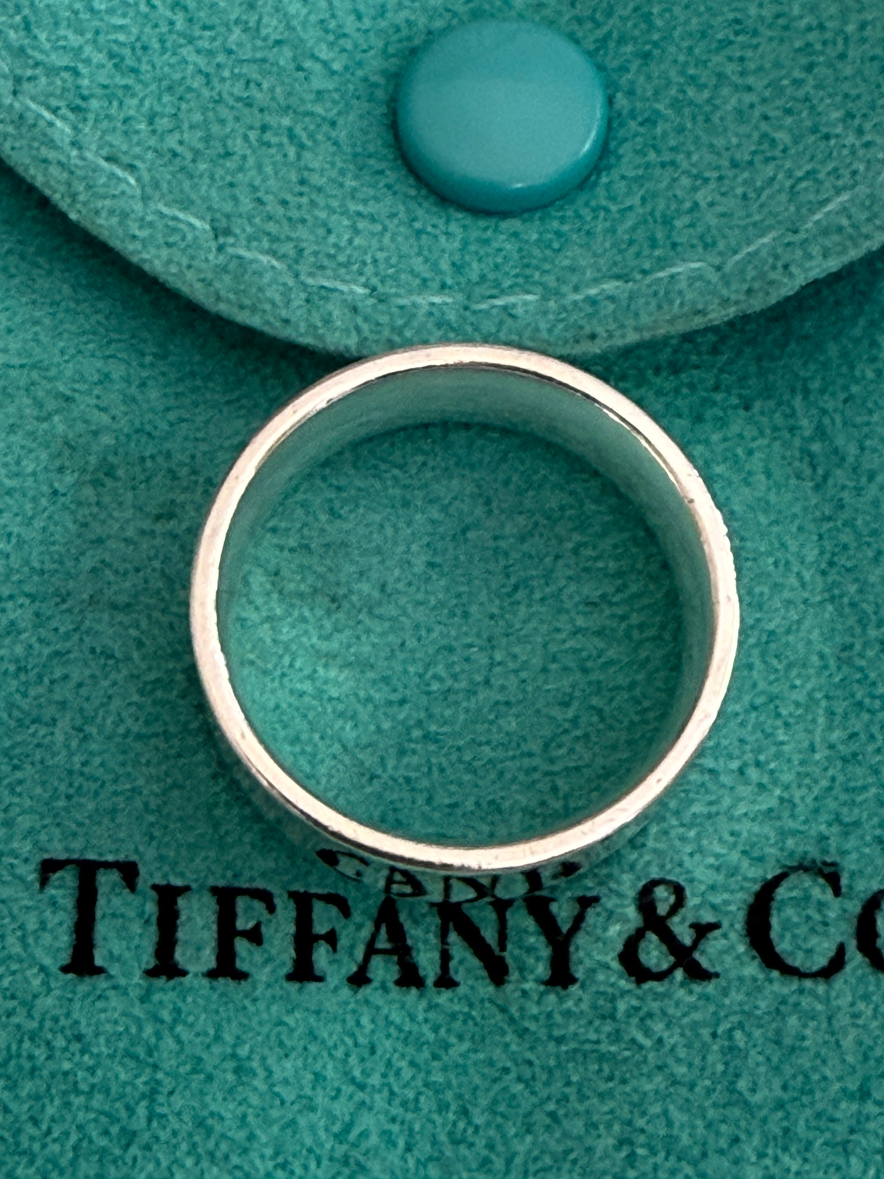Tiffany & Co. Sterling Silver 1837 Concave 7mm Ring Size Q uk
