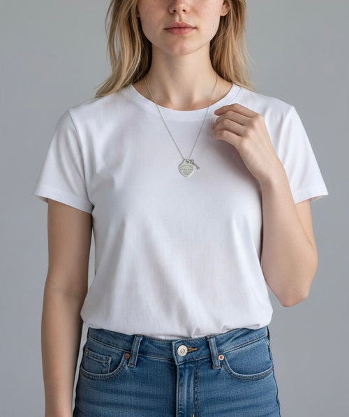 Tiffany & Co. Please Return To Tiffany Heart Tag with Key Necklace 16 Inches long