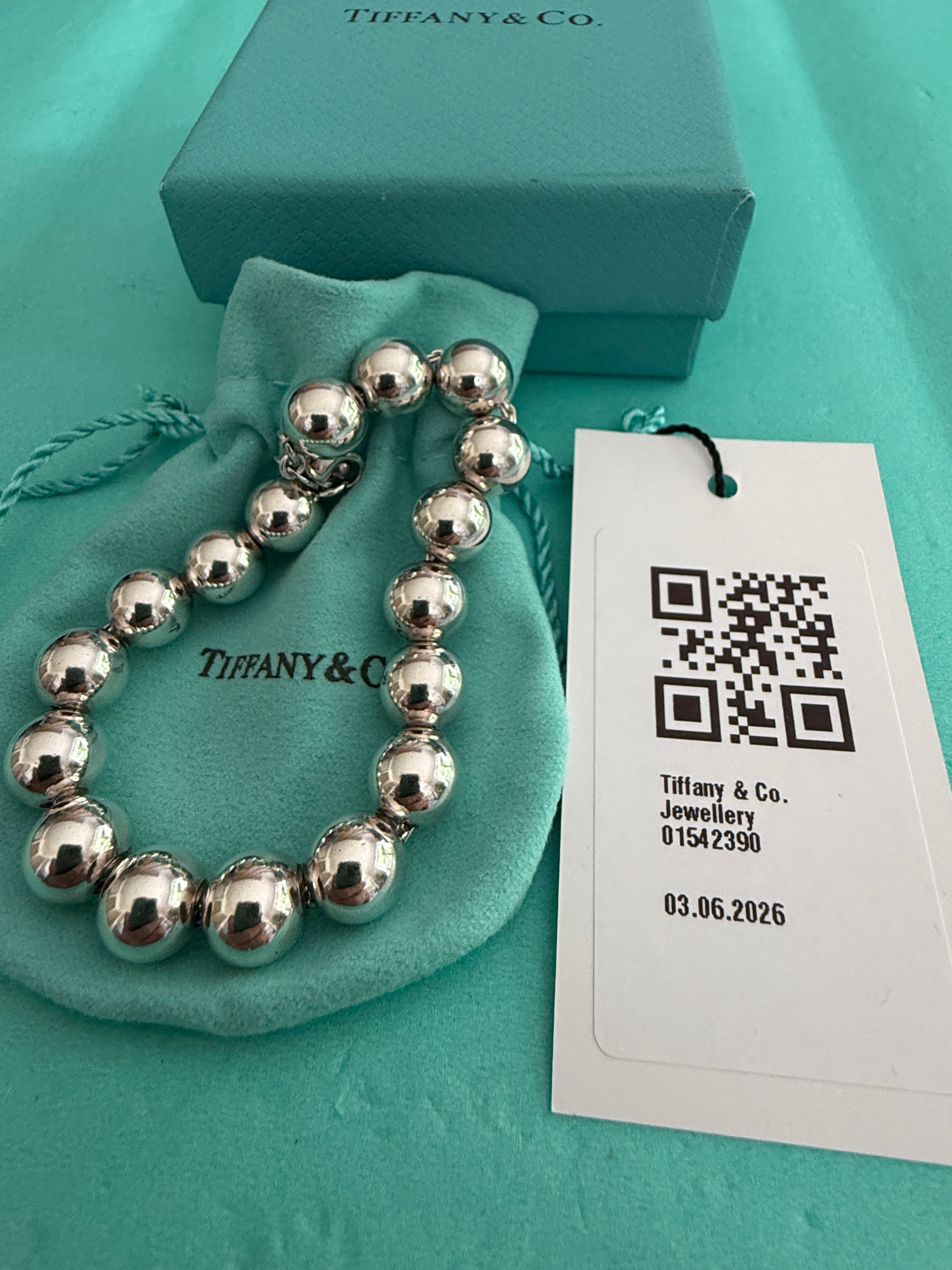Tiffany & Co. Sterling Silver Hardwear 10mm Beaded Ball Bracelet 7 inches