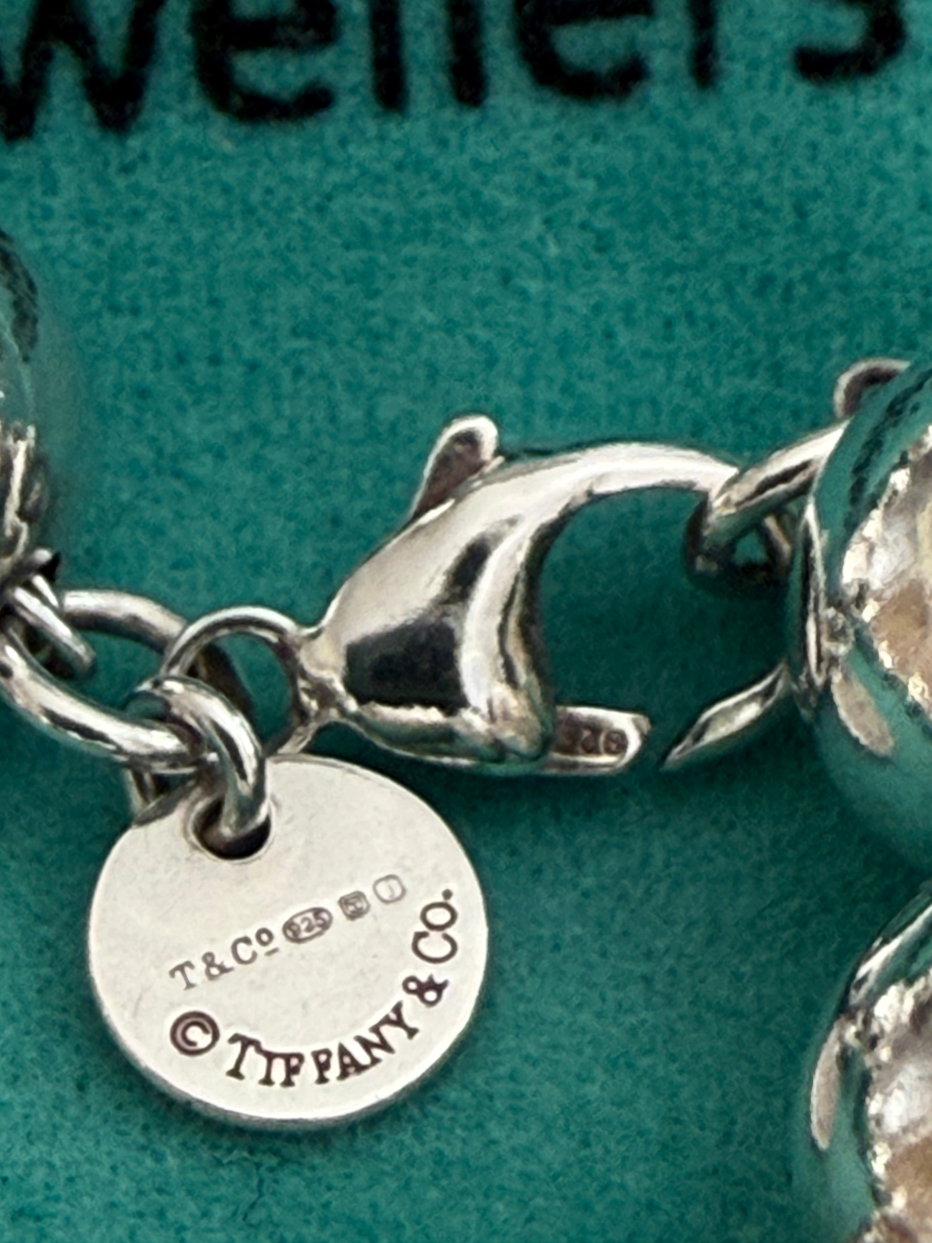 Tiffany & Co. Sterling Silver Hardwear 10mm Beaded Ball Bracelet 7 inches