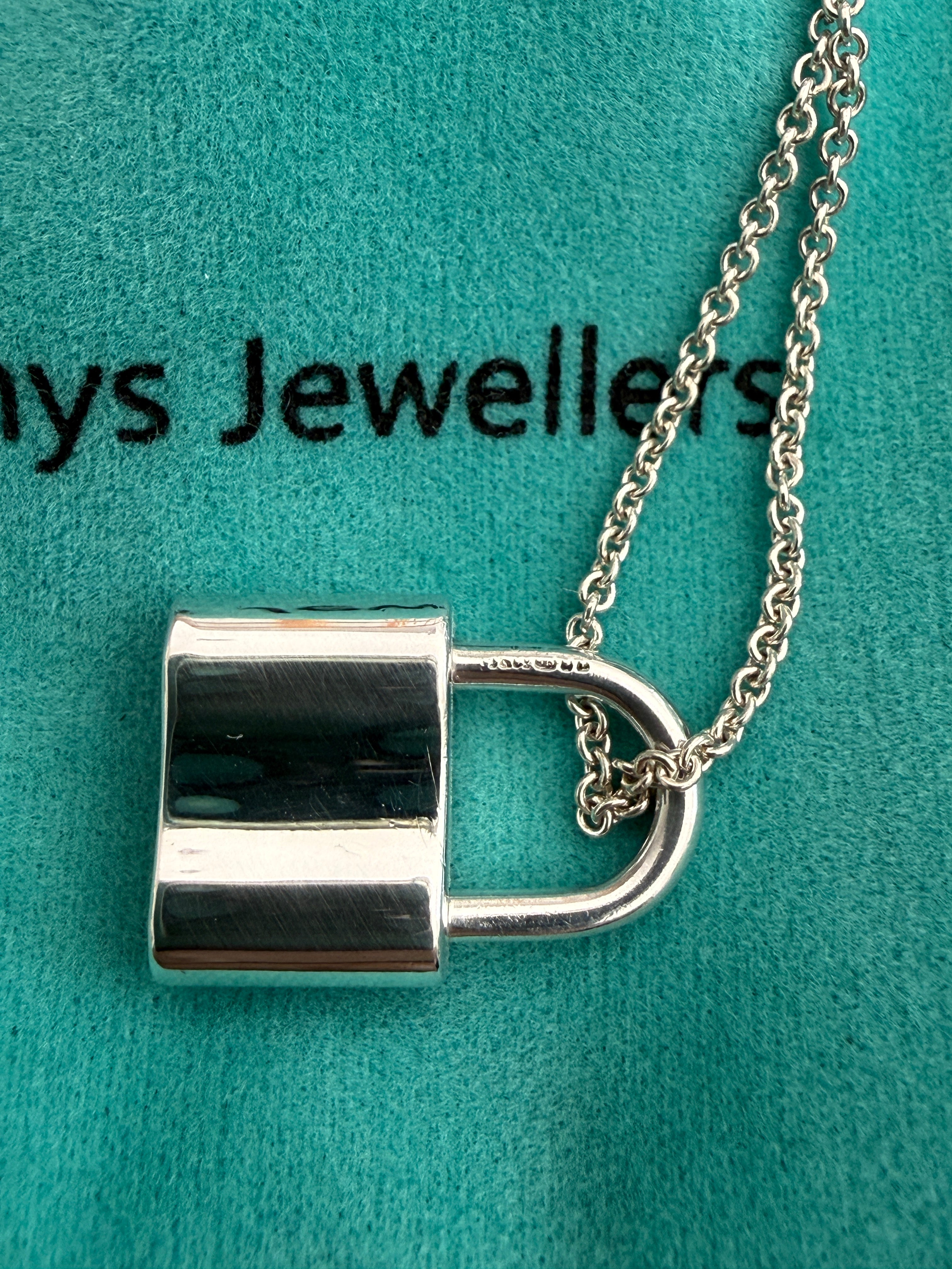 Tiffany & Co. Sterling Silver 1837 Padlock Lock Chain Necklace 16inches