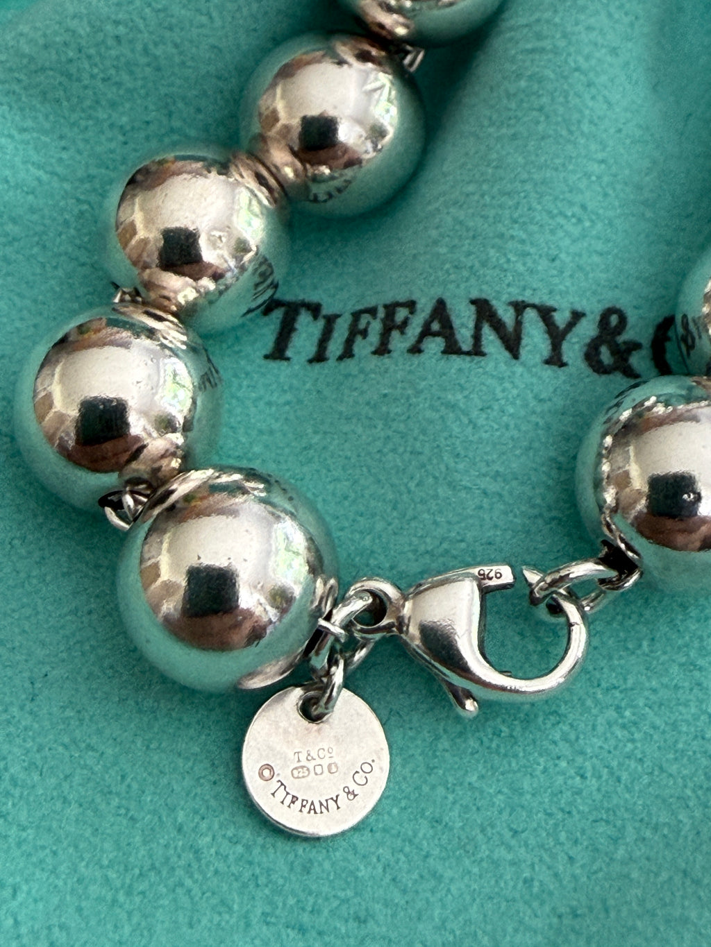 Tiffany & Co. Sterling Silver Hardwear 10mm Beaded Ball Bracelet 7 inches