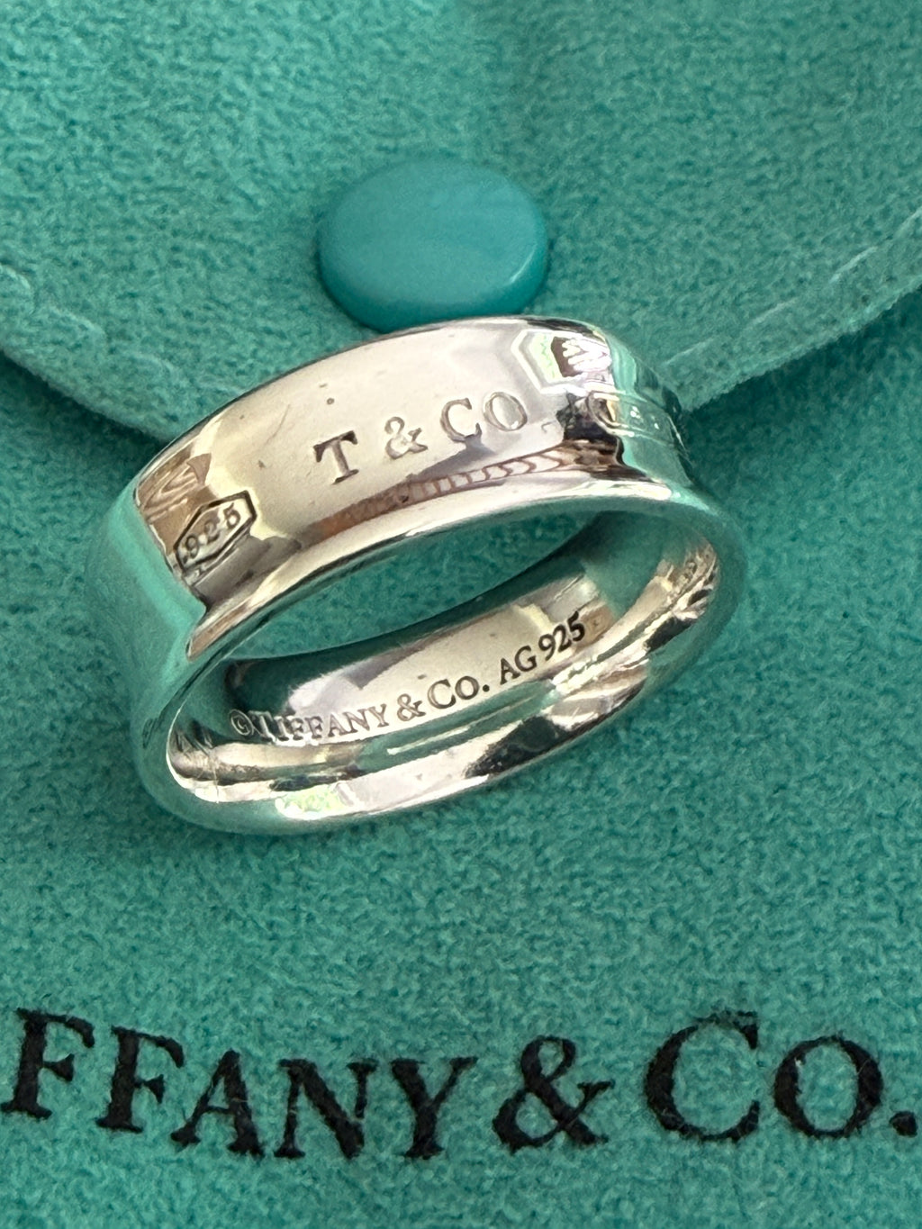Tiffany & Co. Sterling Silver 1837 Concave 7mm Ring Size Q uk